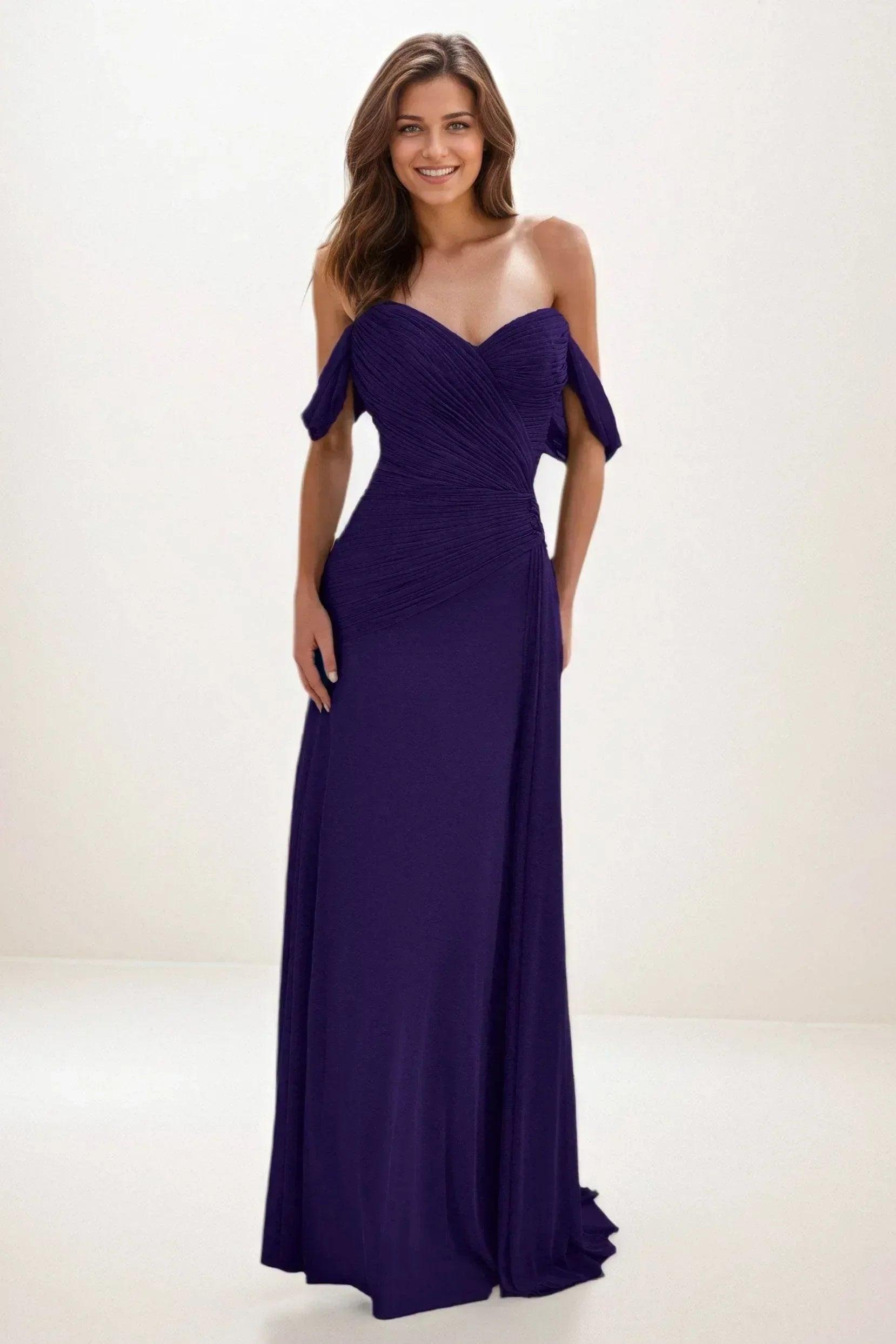 Sheath-Column Maxi Chiffon Wedding Guest Dress CG0288