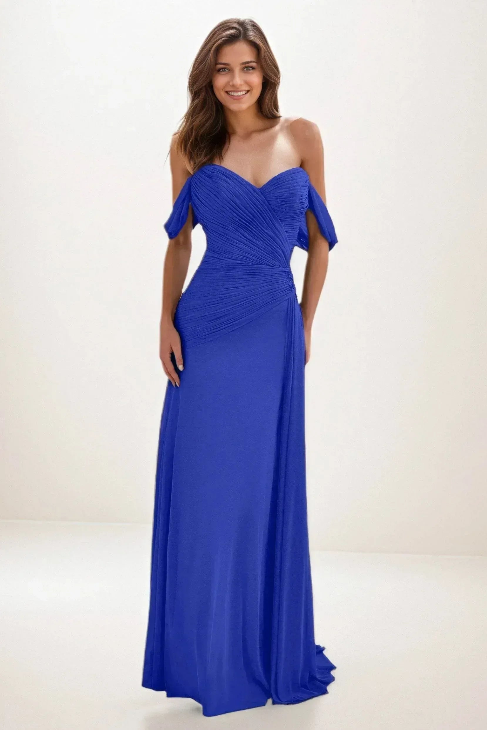 Sheath-Column Maxi Chiffon Wedding Guest Dress CG0288