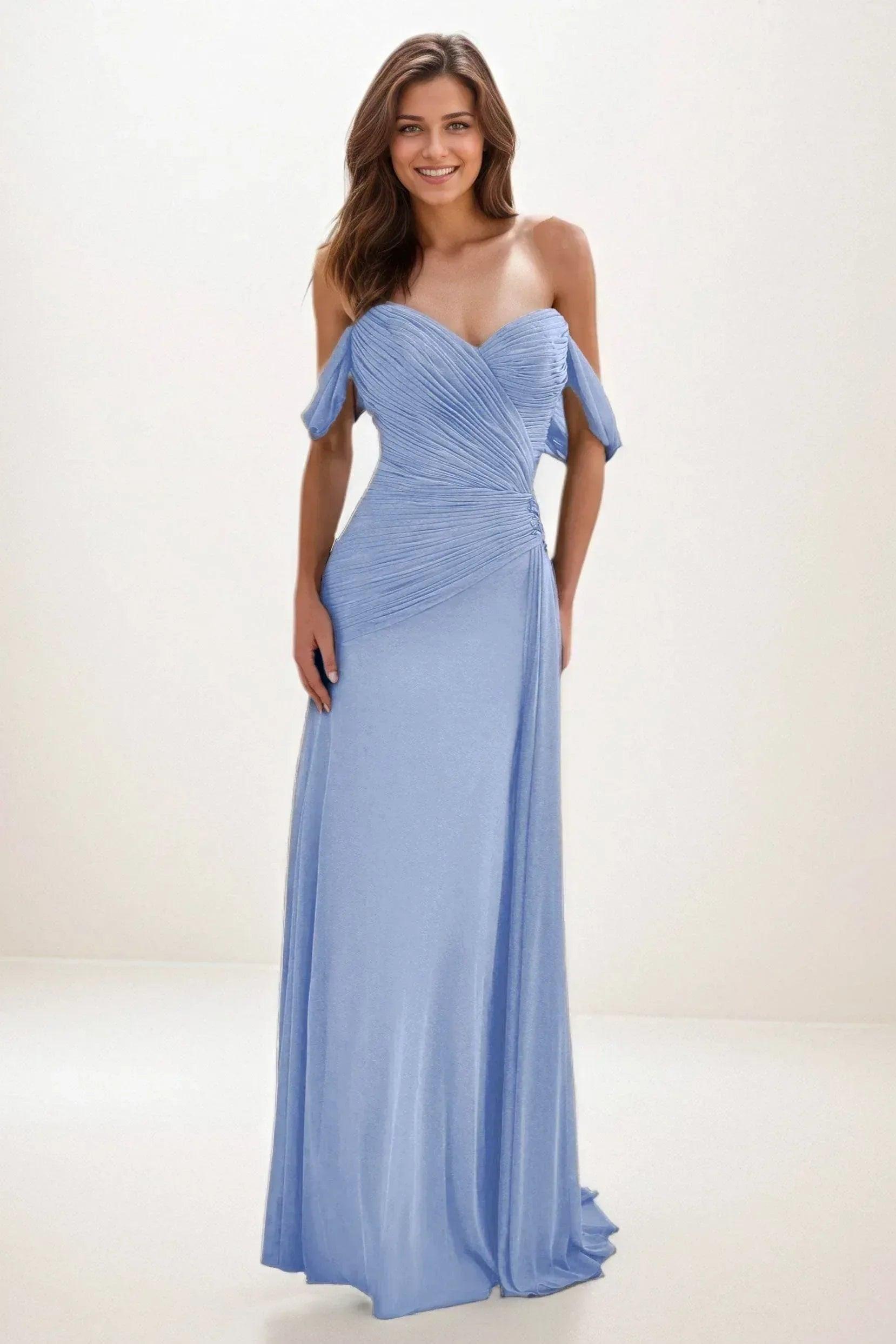 Sheath-Column Maxi Chiffon Wedding Guest Dress CG0288