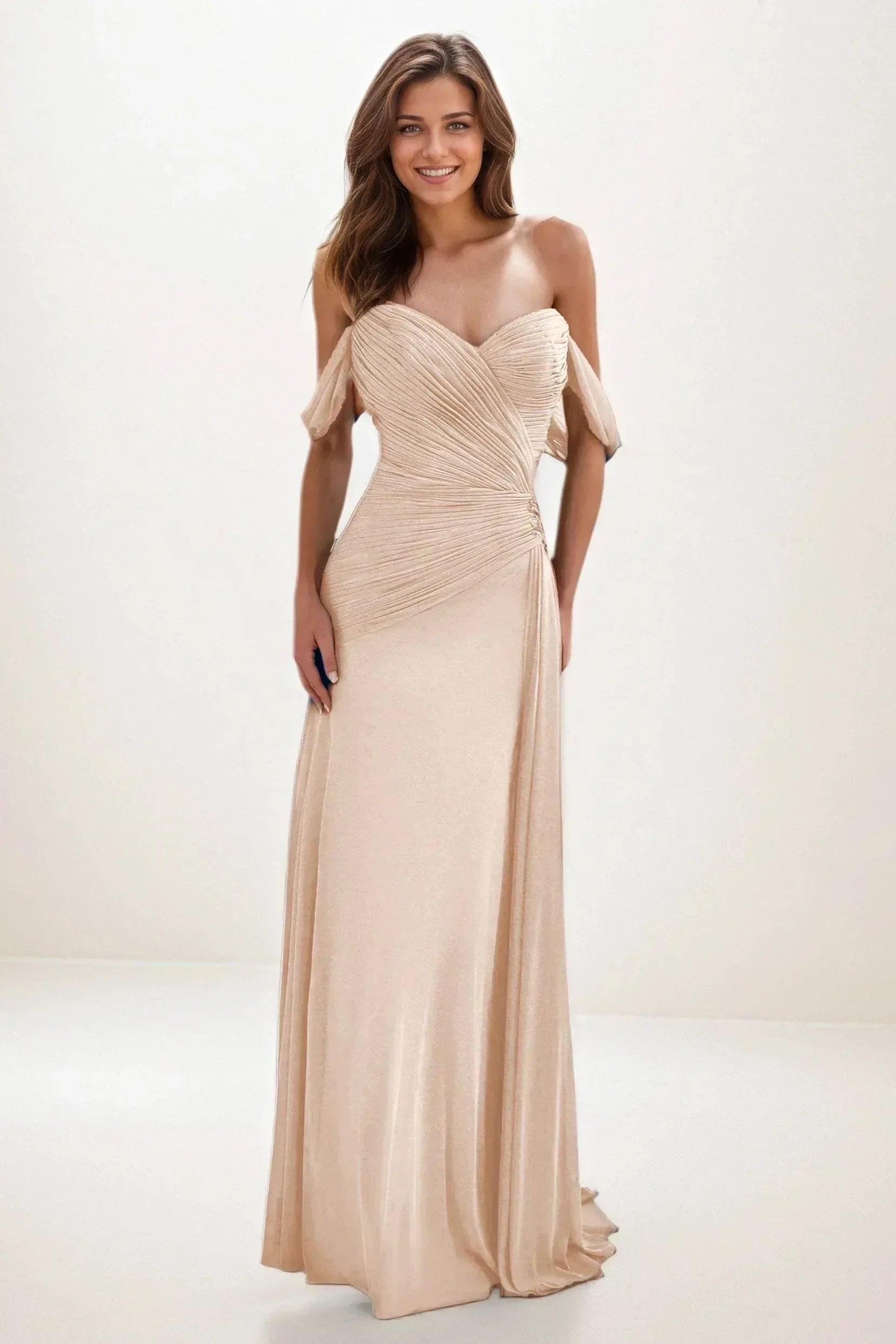 Sheath-Column Maxi Chiffon Wedding Guest Dress CG0288