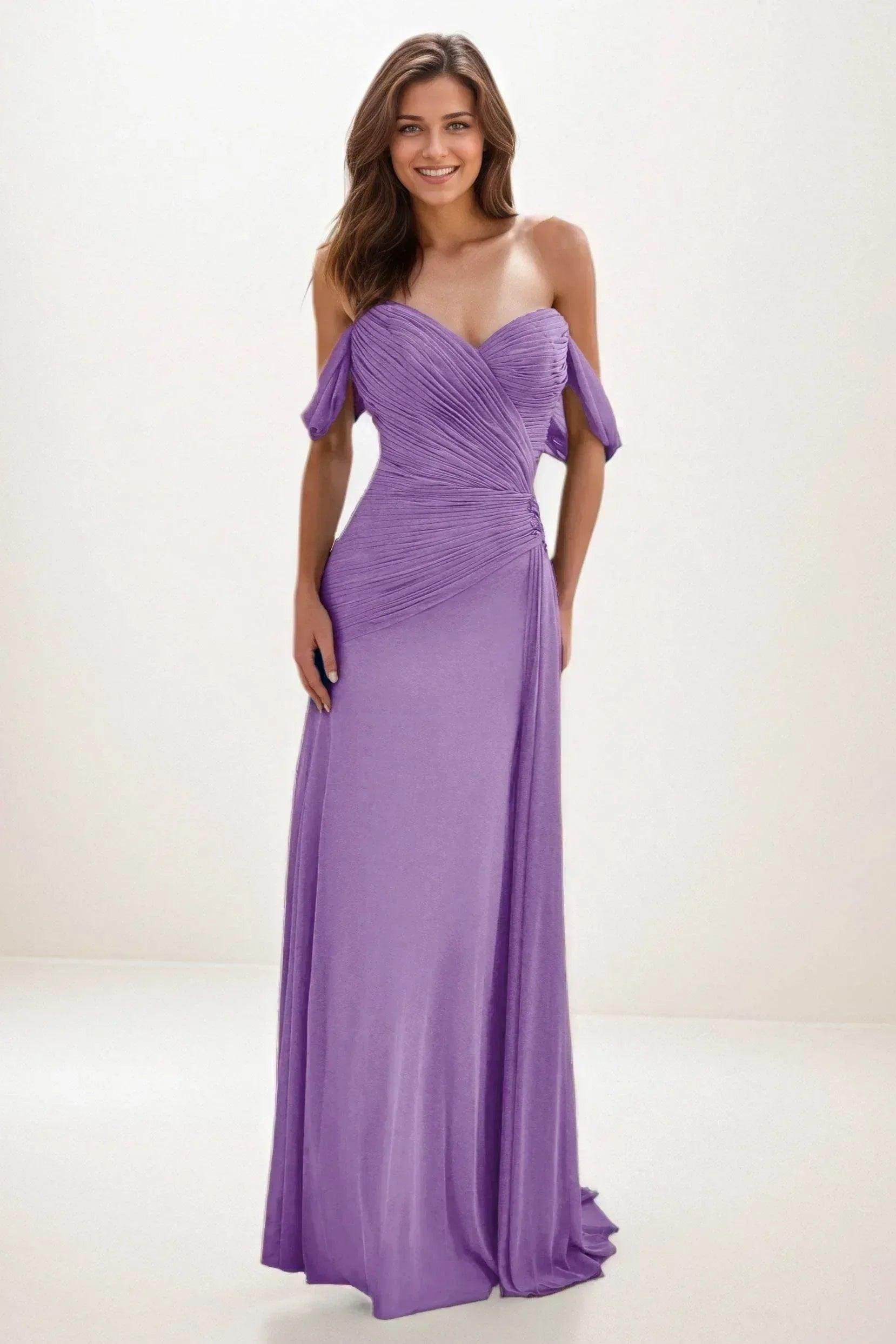 Sheath-Column Maxi Chiffon Wedding Guest Dress CG0288