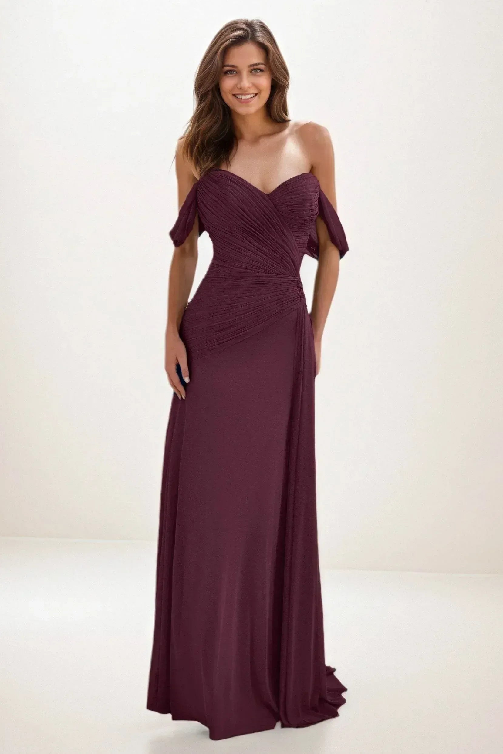 Sheath-Column Maxi Chiffon Wedding Guest Dress CG0288