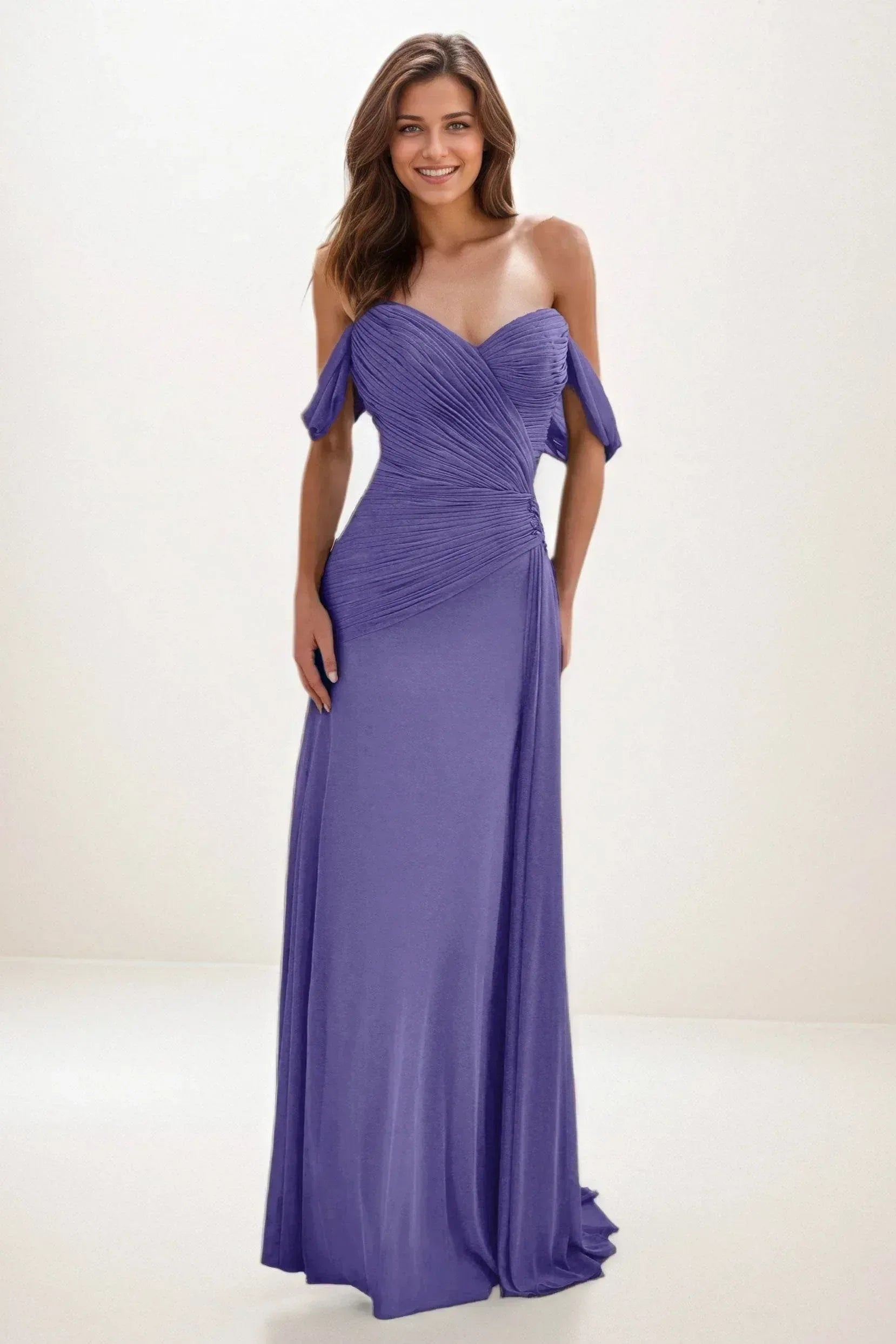 Sheath-Column Maxi Chiffon Wedding Guest Dress CG0288