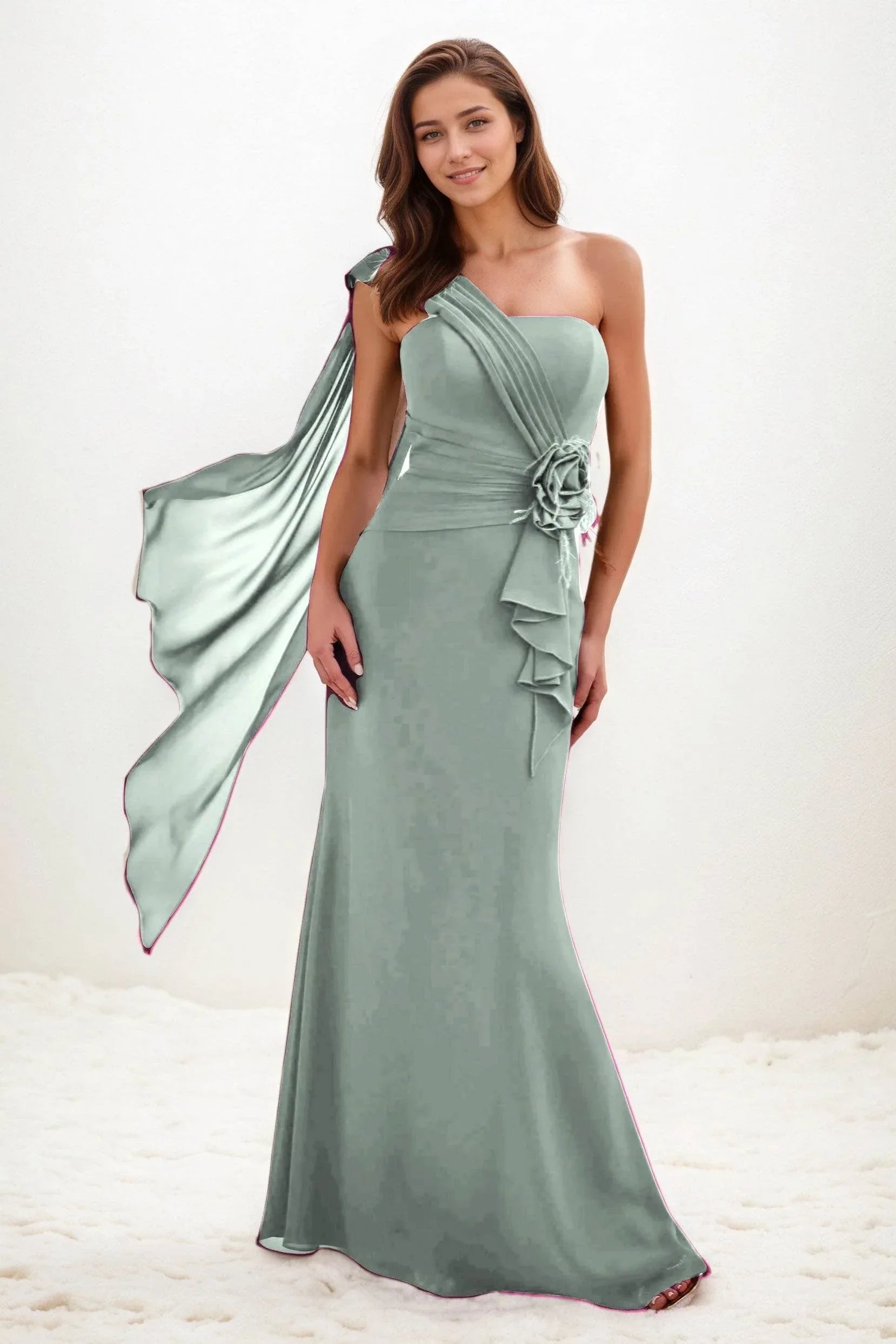 Trumpet-Mermaid Maxi Chiffon Wedding Guest Dress CG0289