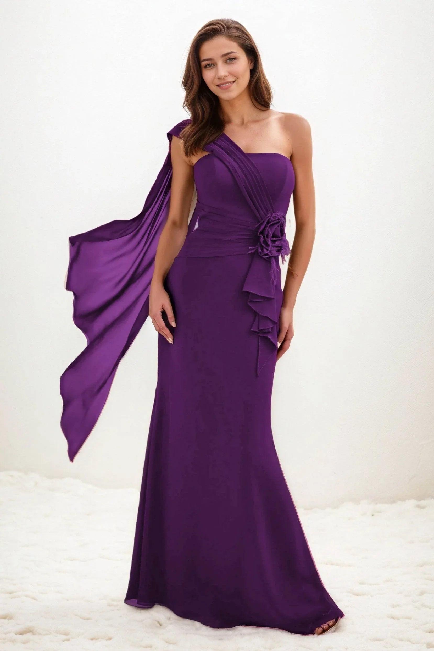 Trumpet-Mermaid Maxi Chiffon Wedding Guest Dress CG0289