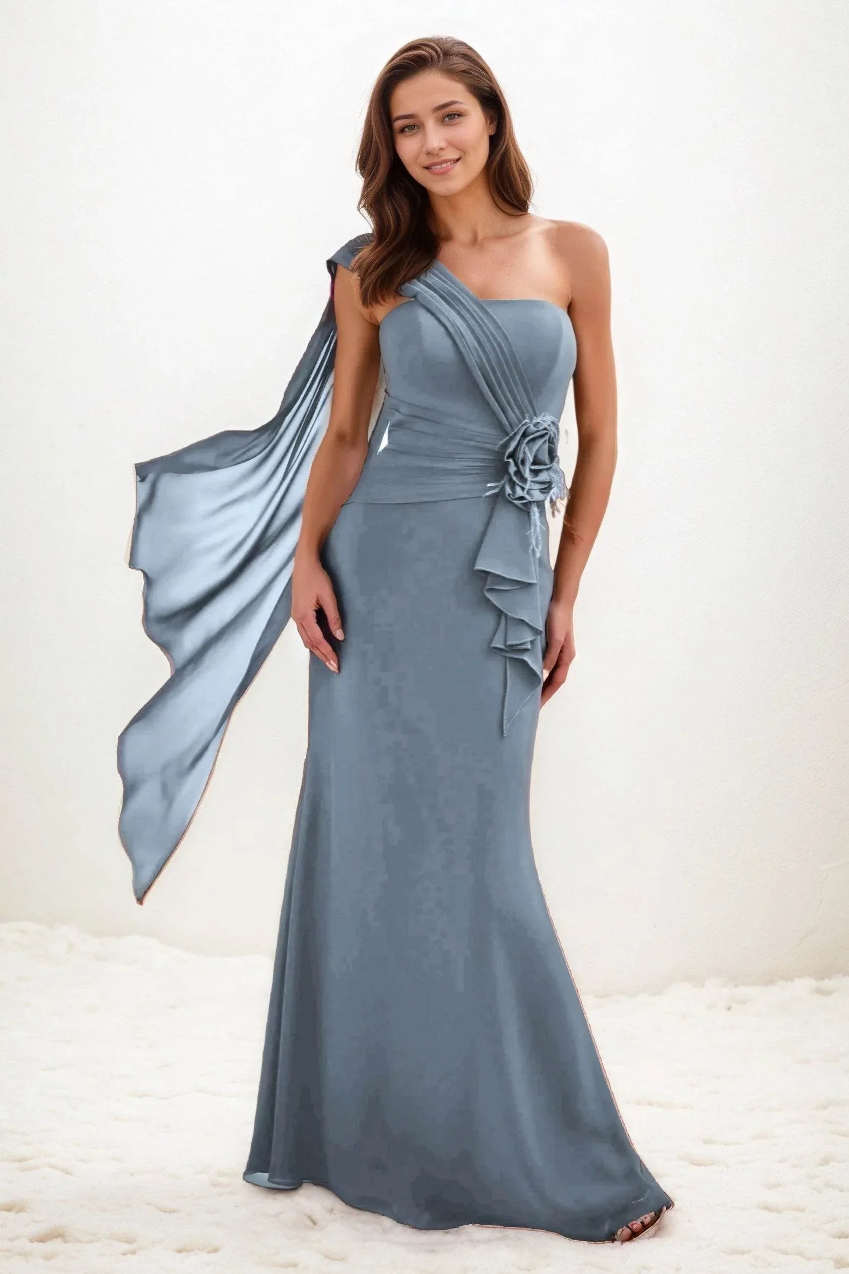 Trumpet-Mermaid Maxi Chiffon Wedding Guest Dress CG0289