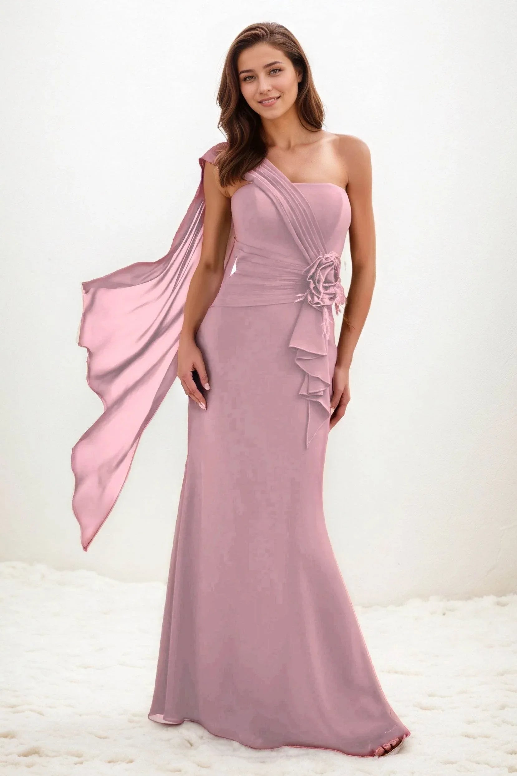 Trumpet-Mermaid Maxi Chiffon Wedding Guest Dress CG0289