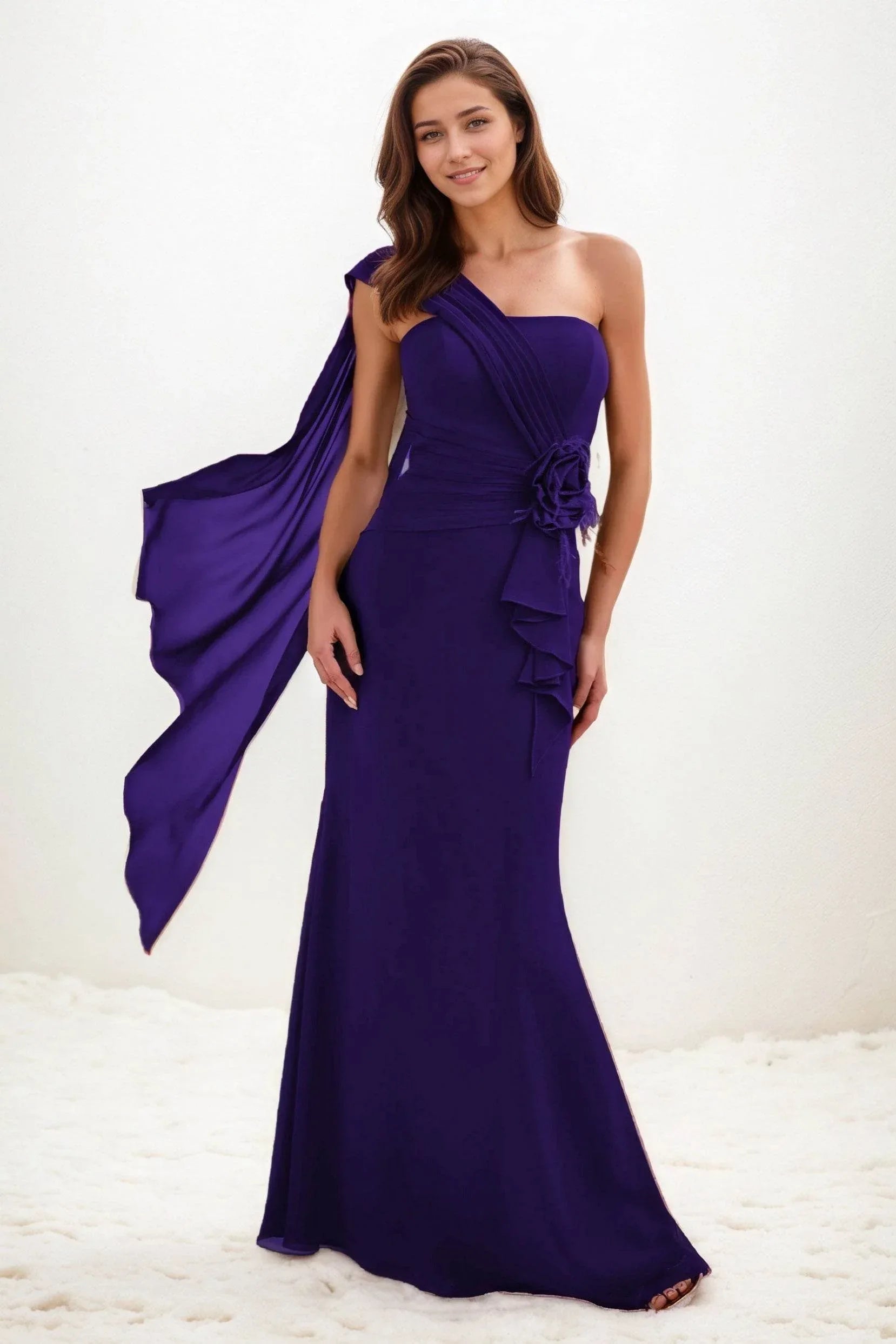 Trumpet-Mermaid Maxi Chiffon Wedding Guest Dress CG0289