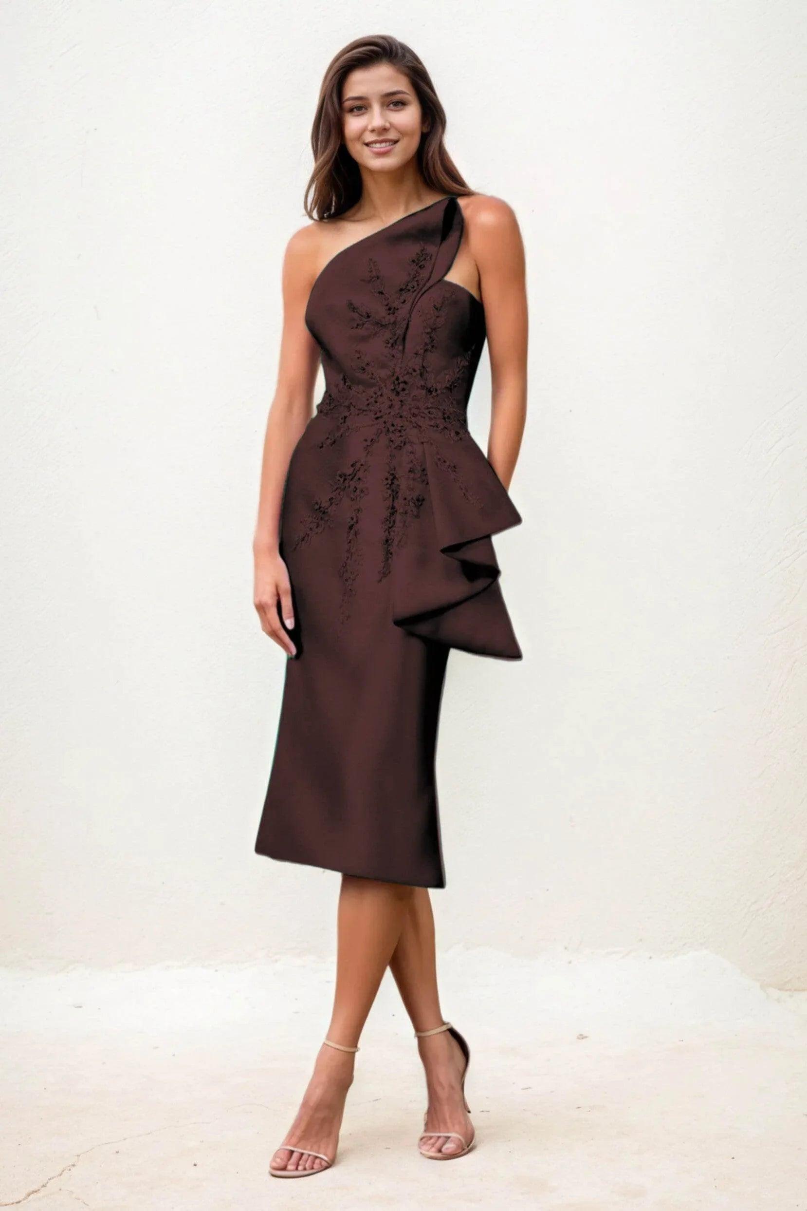 Sheath-Column Midi Satin Wedding Guest Dress CG0292
