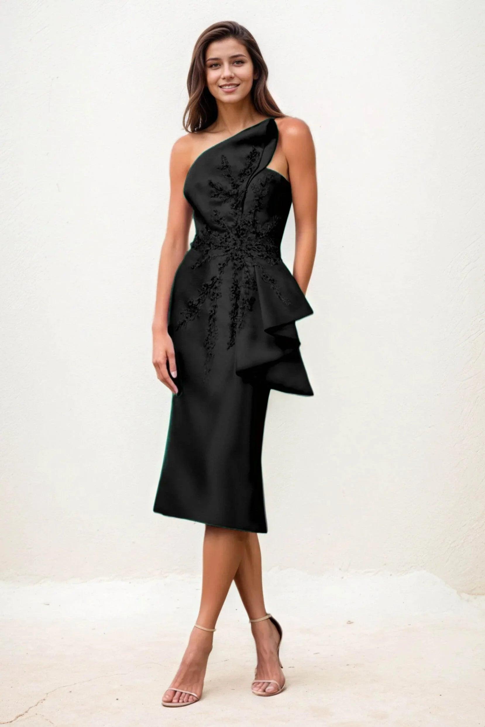 Sheath-Column Midi Satin Wedding Guest Dress CG0292