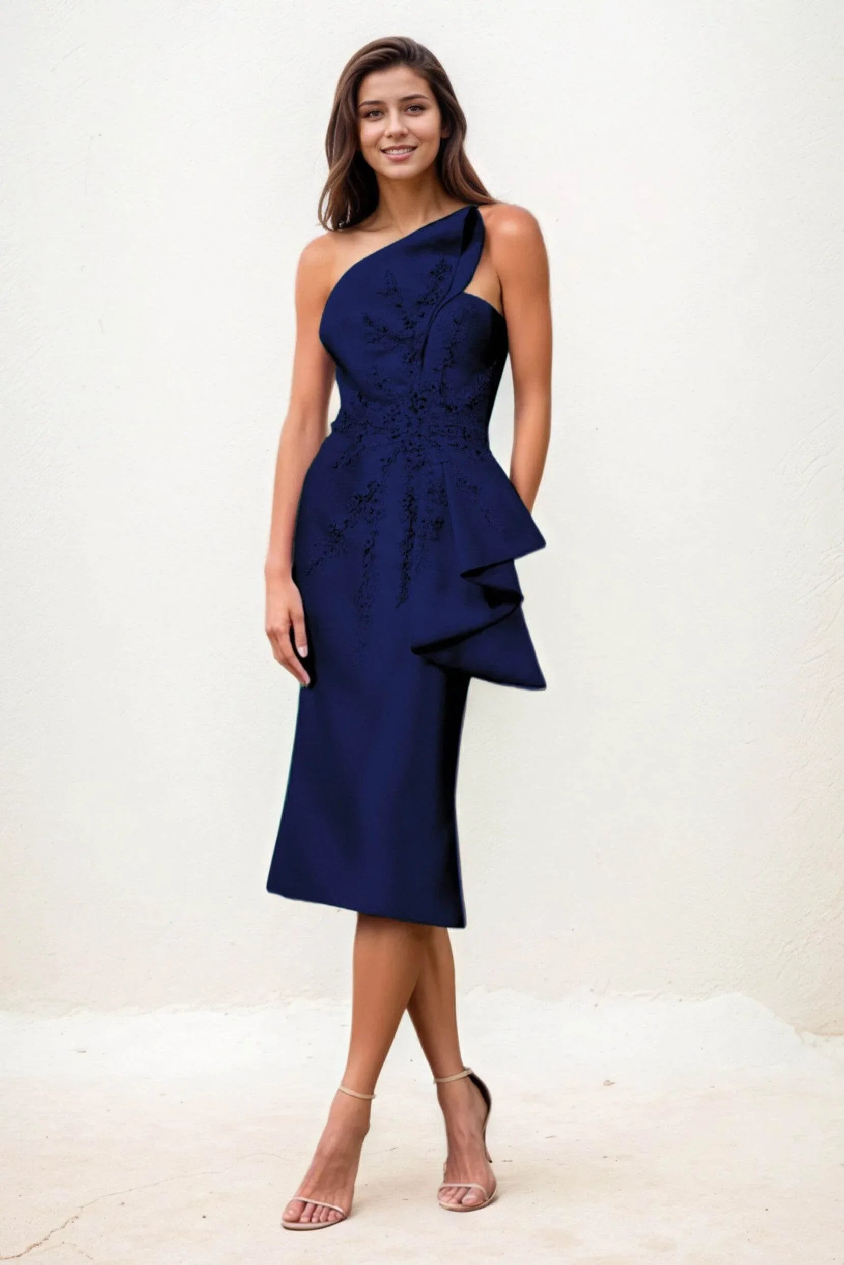 Sheath-Column Midi Satin Wedding Guest Dress CG0292