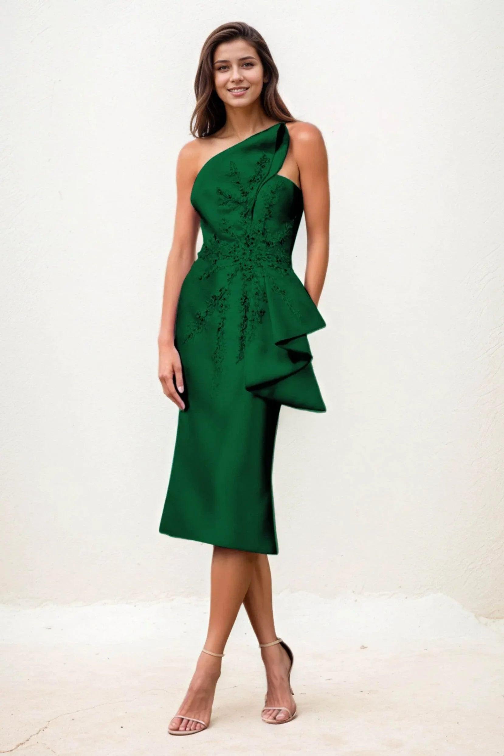 Sheath-Column Midi Satin Wedding Guest Dress CG0292