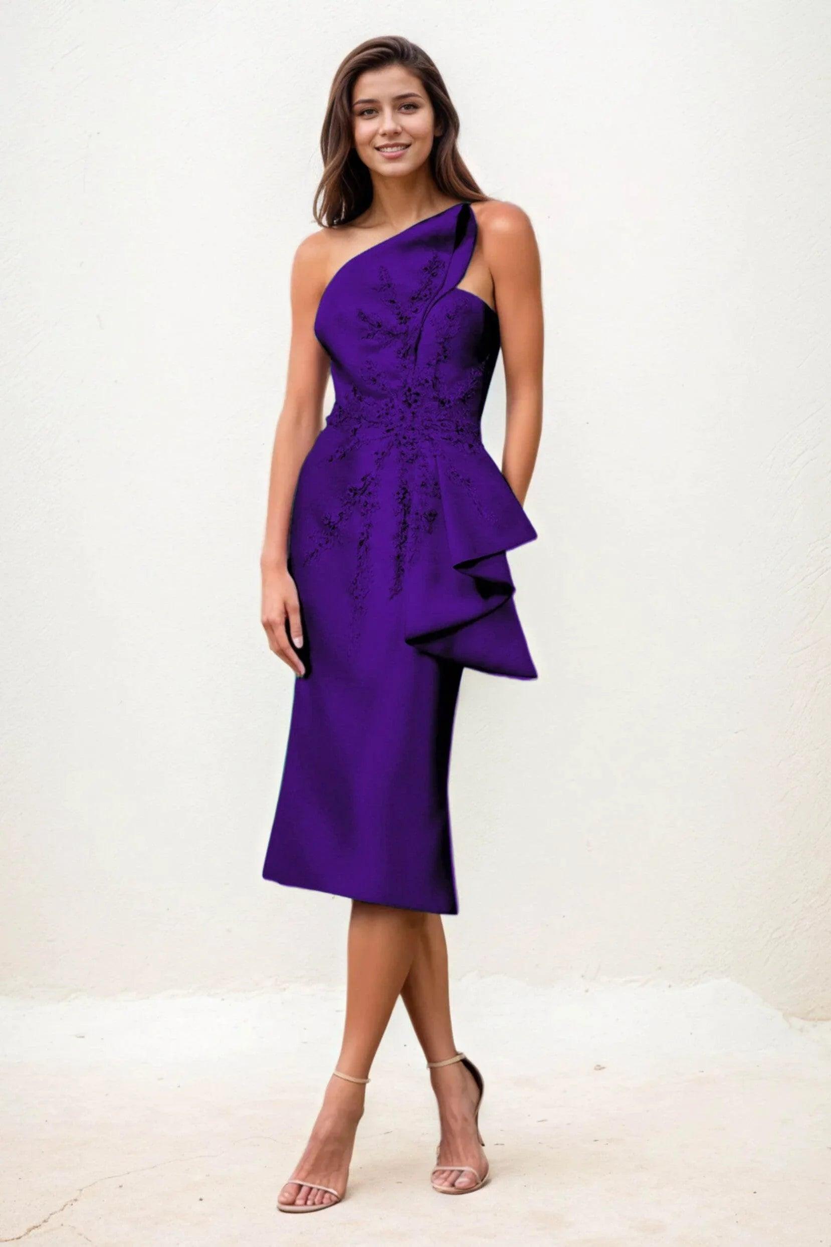 Sheath-Column Midi Satin Wedding Guest Dress CG0292