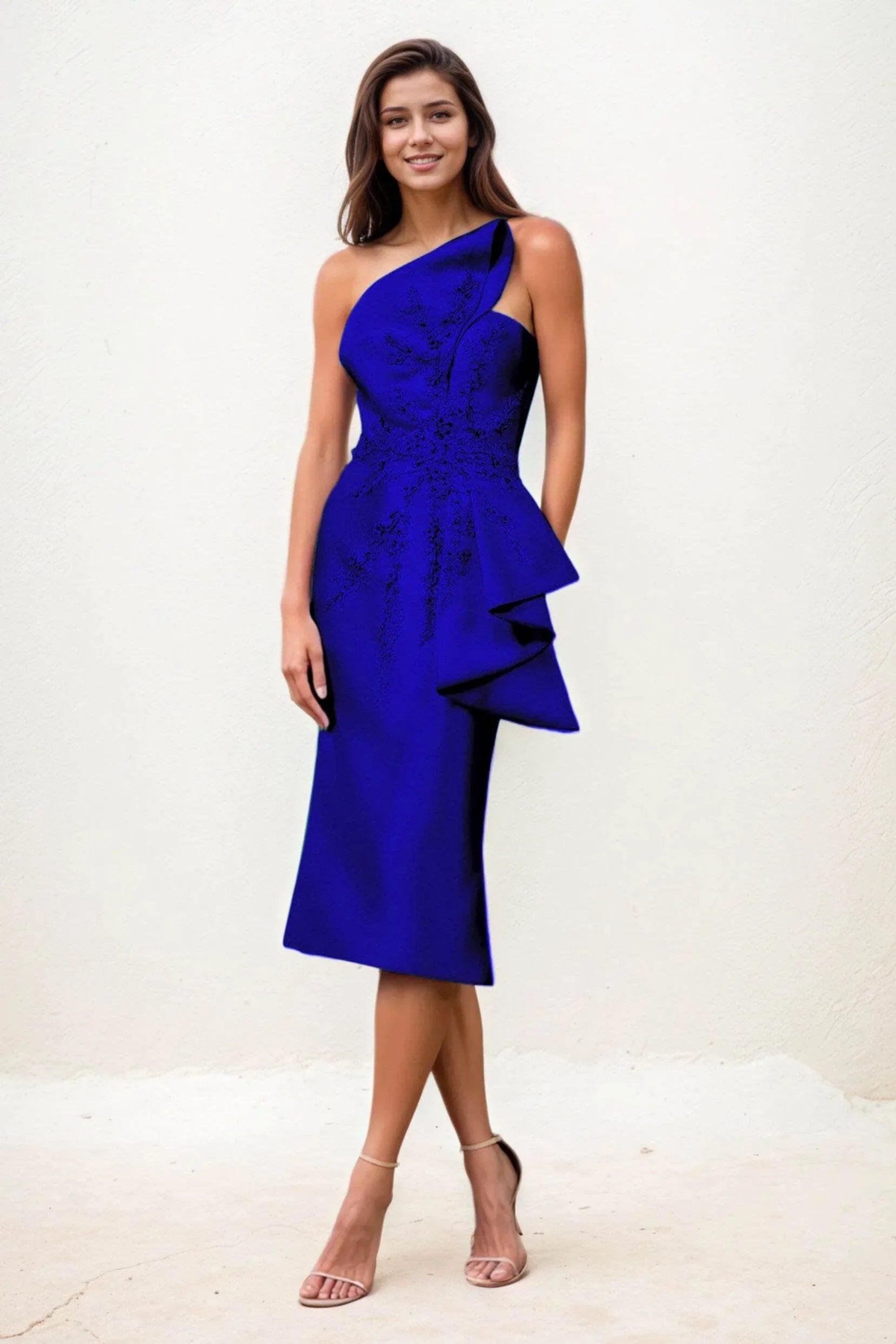 Sheath-Column Midi Satin Wedding Guest Dress CG0292