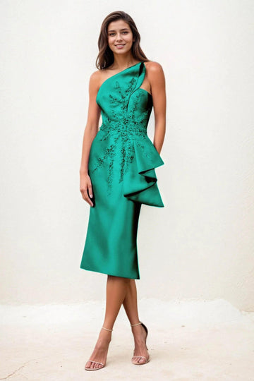Sheath-Column Midi Satin Wedding Guest Dress CG0292