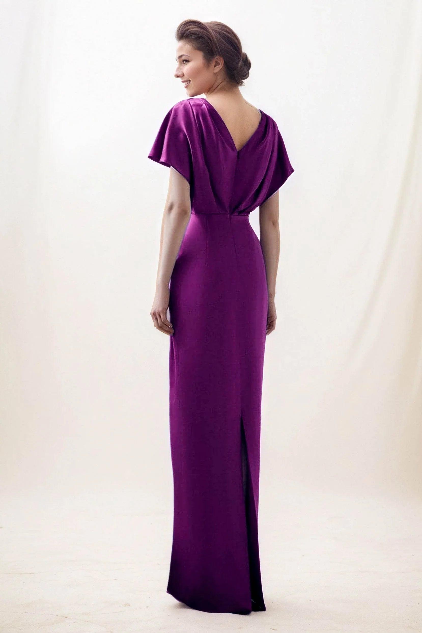 Sheath-Column Maxi Luxe Satin Wedding Guest Dress CG0299