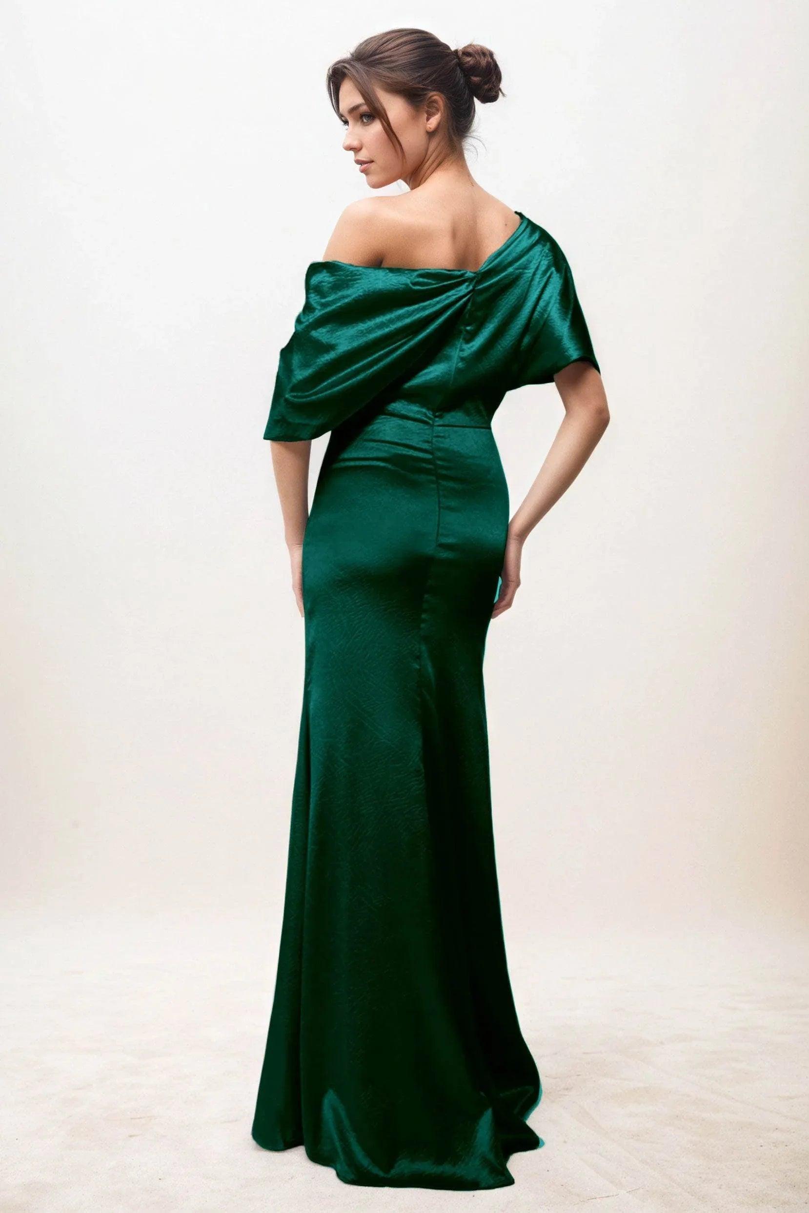 Trumpet-Mermaid Maxi Luxe Satin Wedding Guest Dress CG0300
