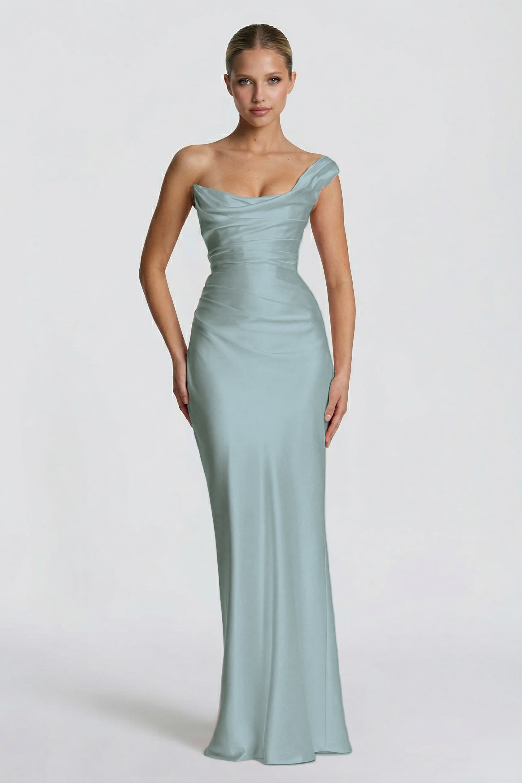 Sheath-Column Floor Length Acetate Satin Wedding Guest Dress CG0302