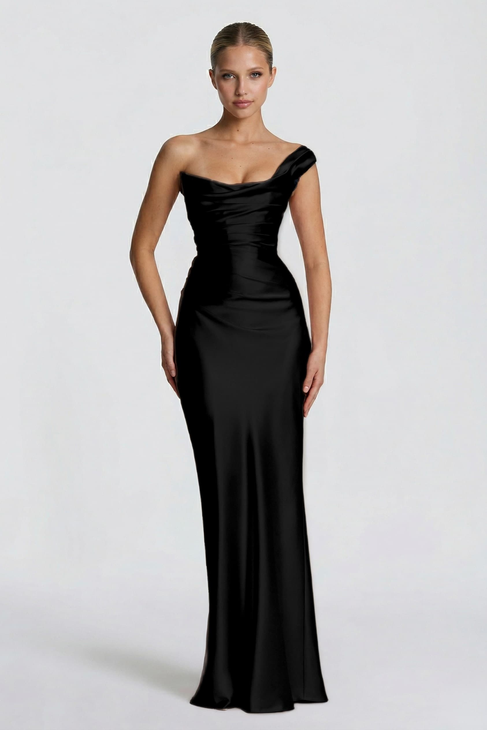 Sheath-Column Floor Length Acetate Satin Wedding Guest Dress CG0302