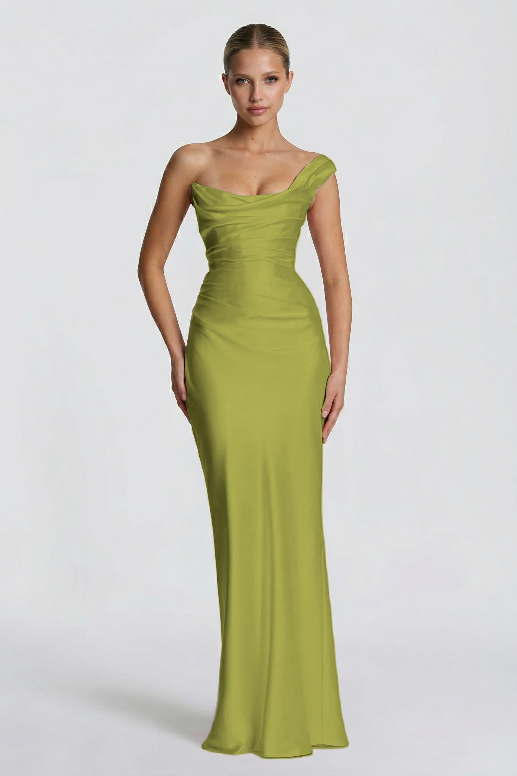 Sheath-Column Floor Length Acetate Satin Wedding Guest Dress CG0302