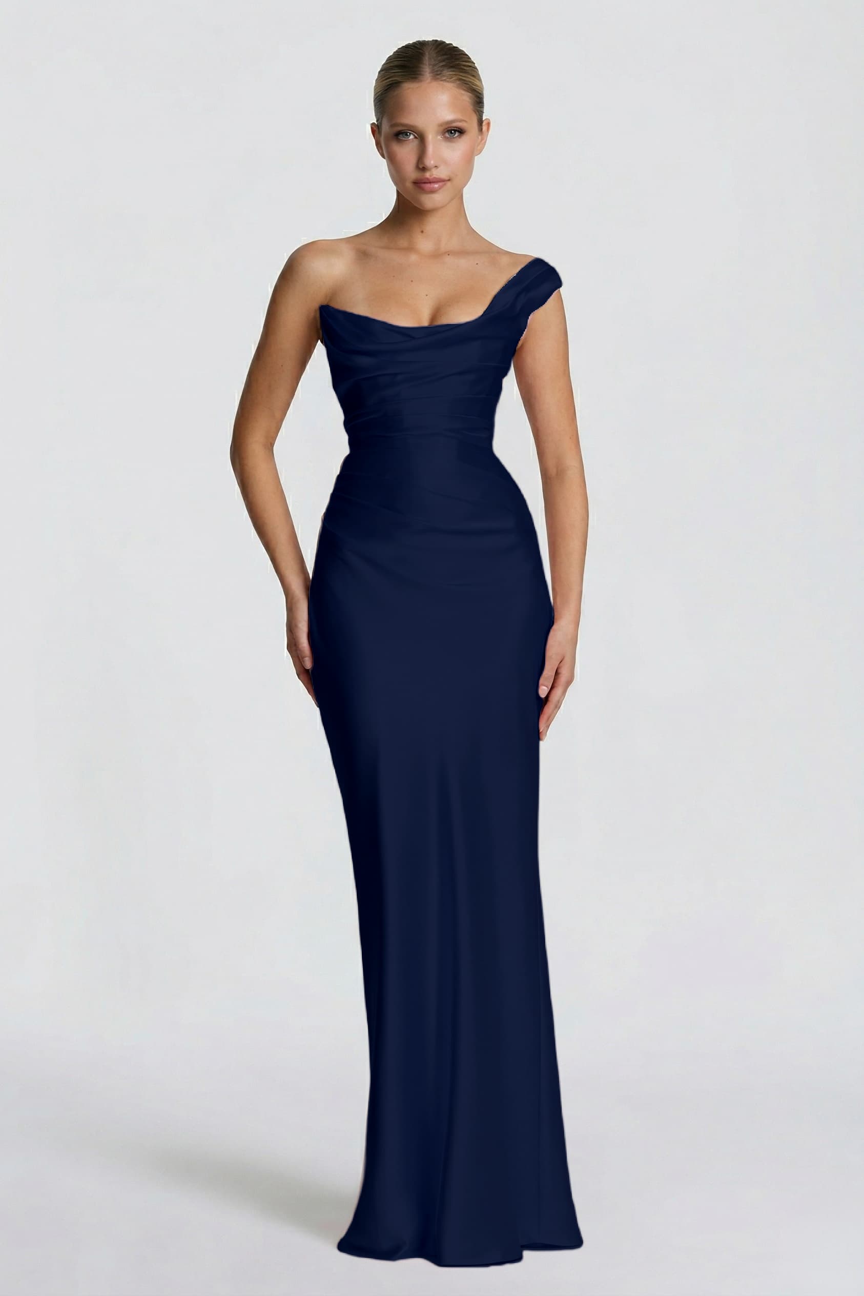 Sheath-Column Floor Length Acetate Satin Wedding Guest Dress CG0302
