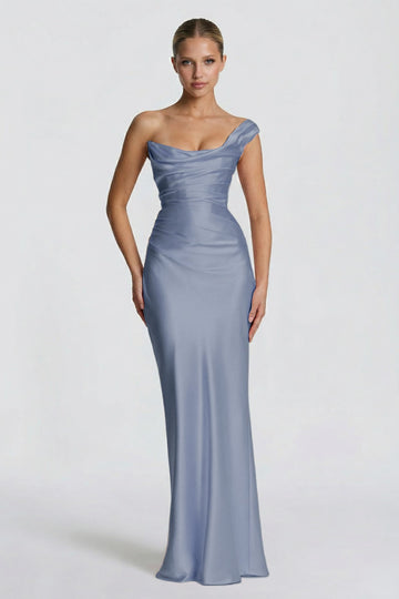 Sheath-Column Floor Length Acetate Satin Bridesmaid Dress CG0302BM