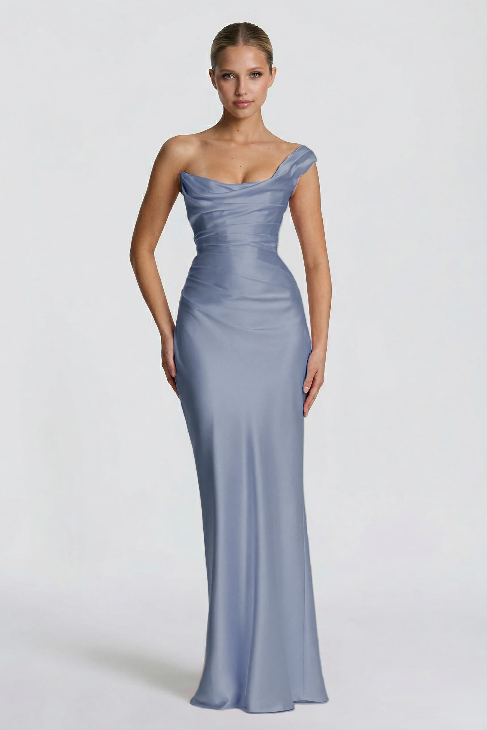 Sheath-Column Floor Length Acetate Satin Wedding Guest Dress CG0302