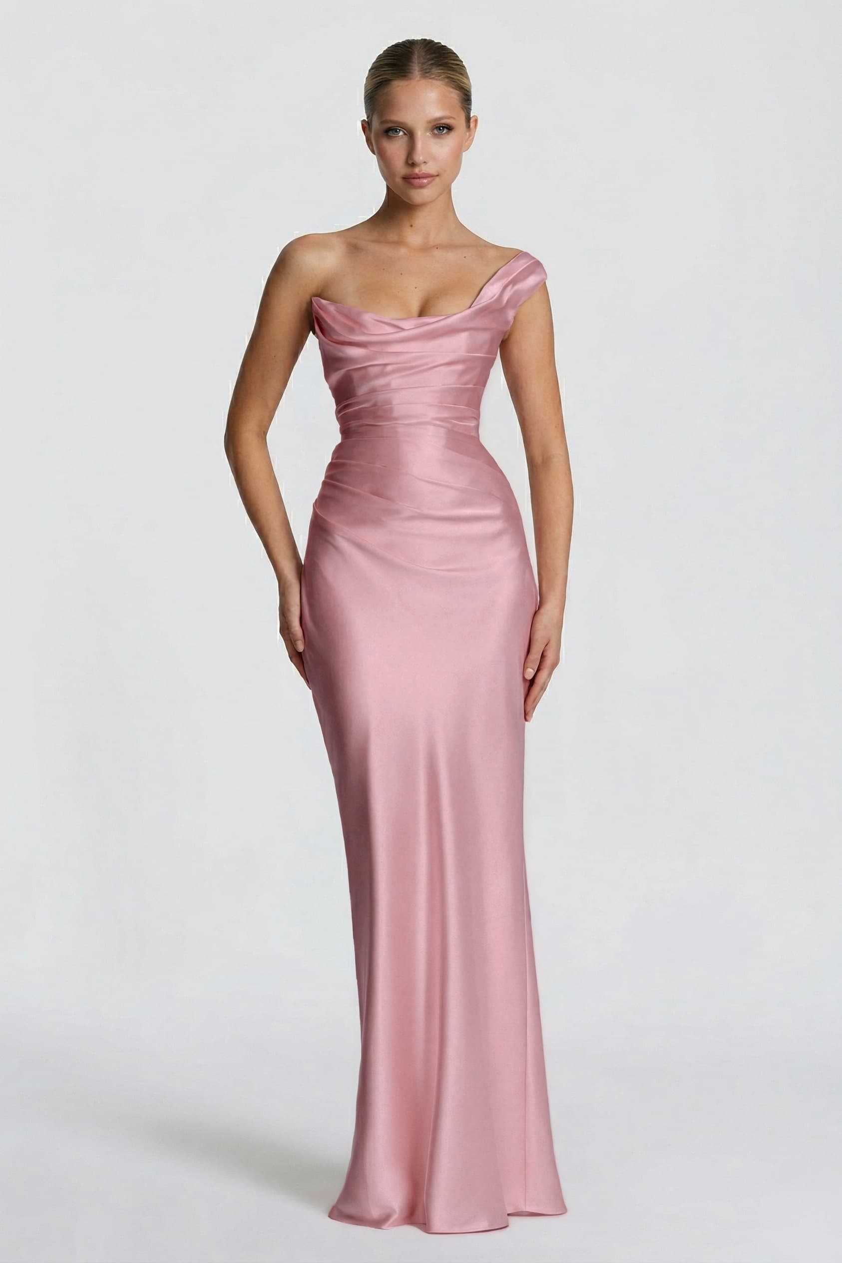 Sheath-Column Floor Length Acetate Satin Wedding Guest Dress CG0302