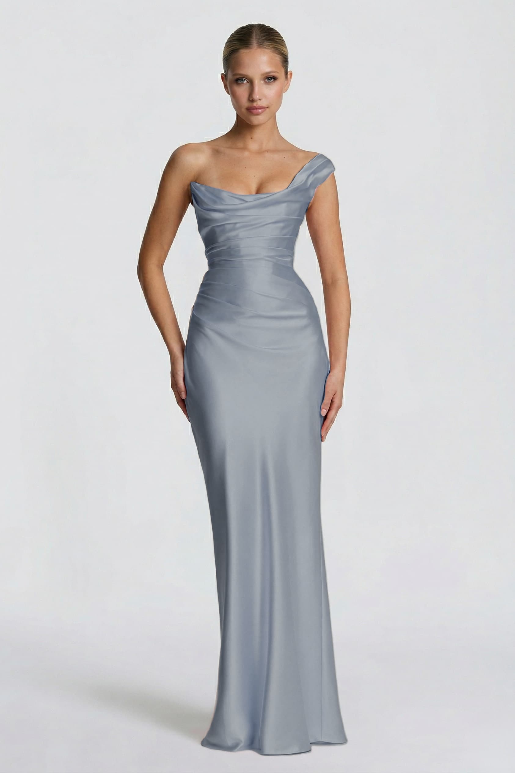 Sheath-Column Floor Length Acetate Satin Wedding Guest Dress CG0302