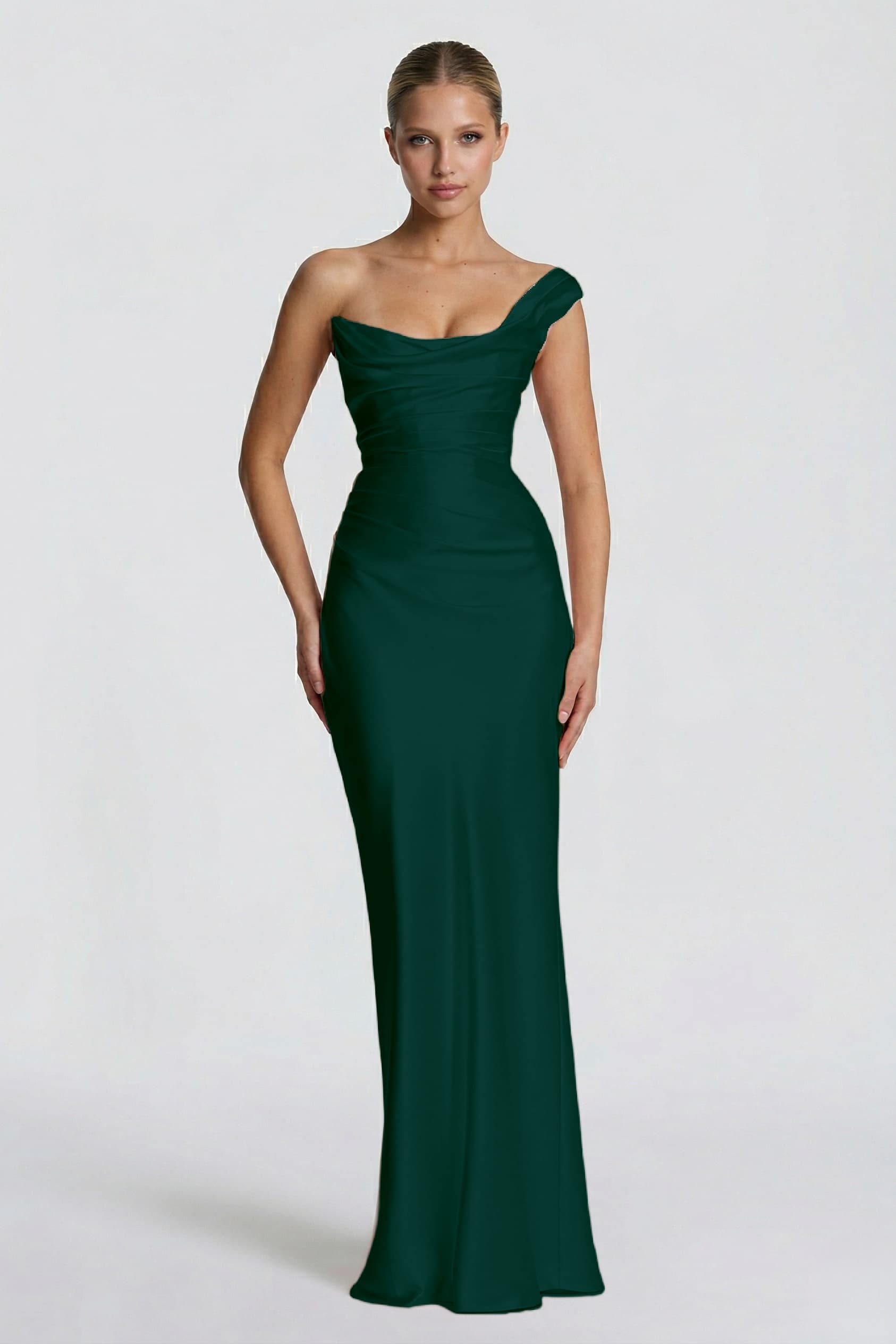 Sheath-Column Floor Length Acetate Satin Wedding Guest Dress CG0302