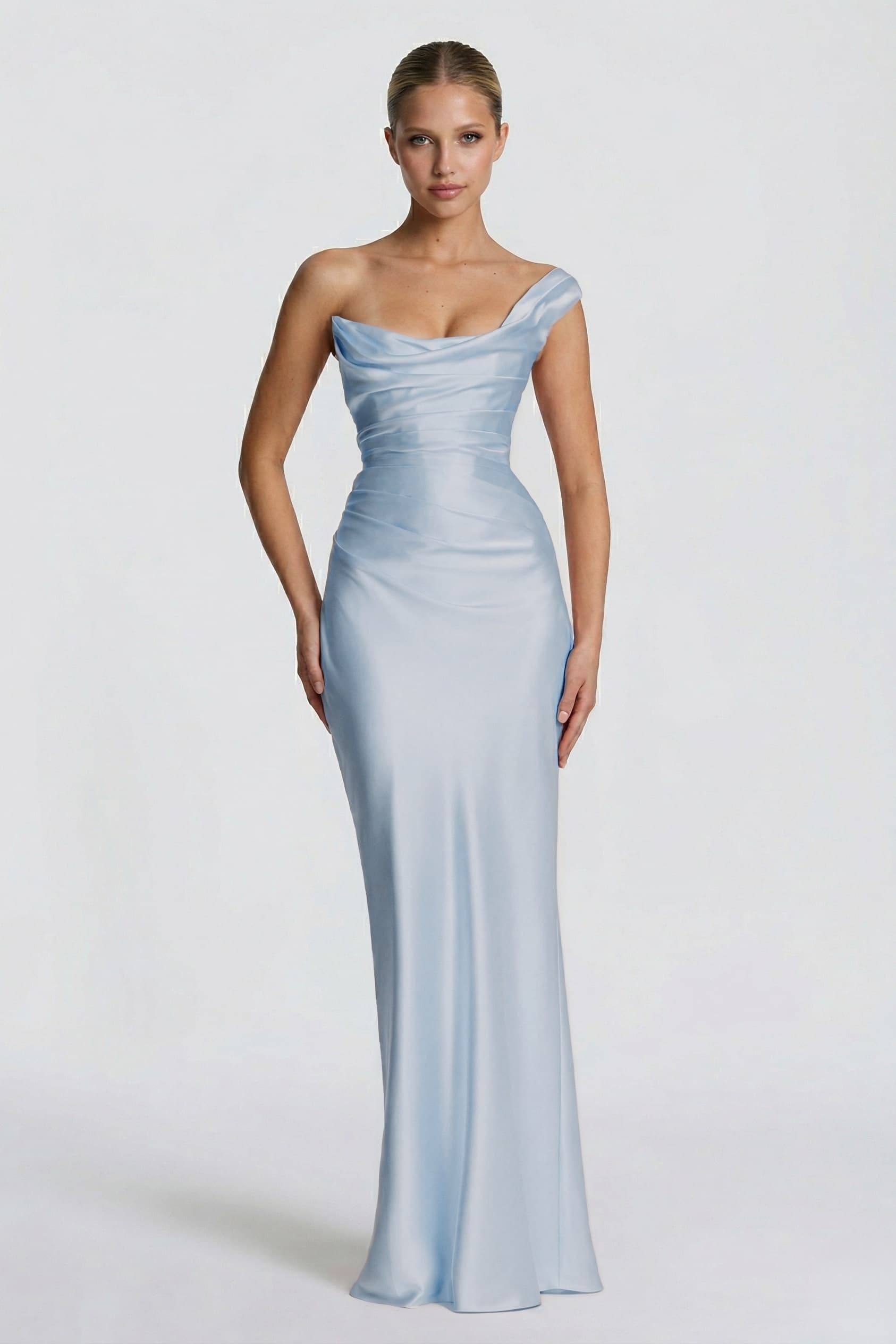 Sheath-Column Floor Length Acetate Satin Wedding Guest Dress CG0302