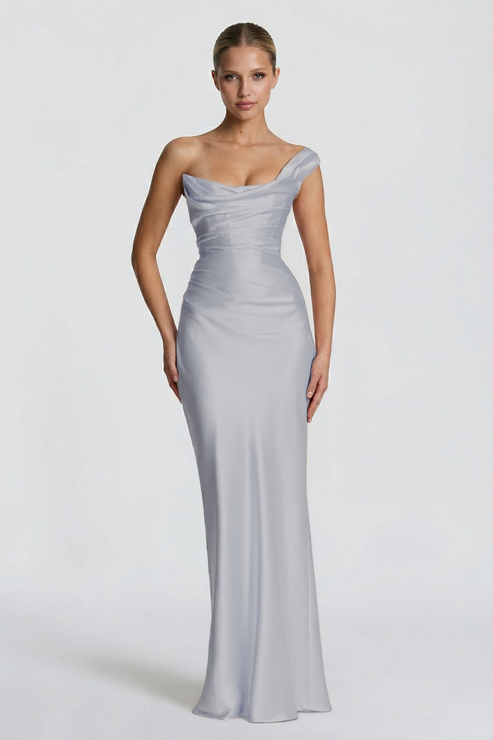 Sheath-Column Floor Length Acetate Satin Bridesmaid Dress CG0302BM