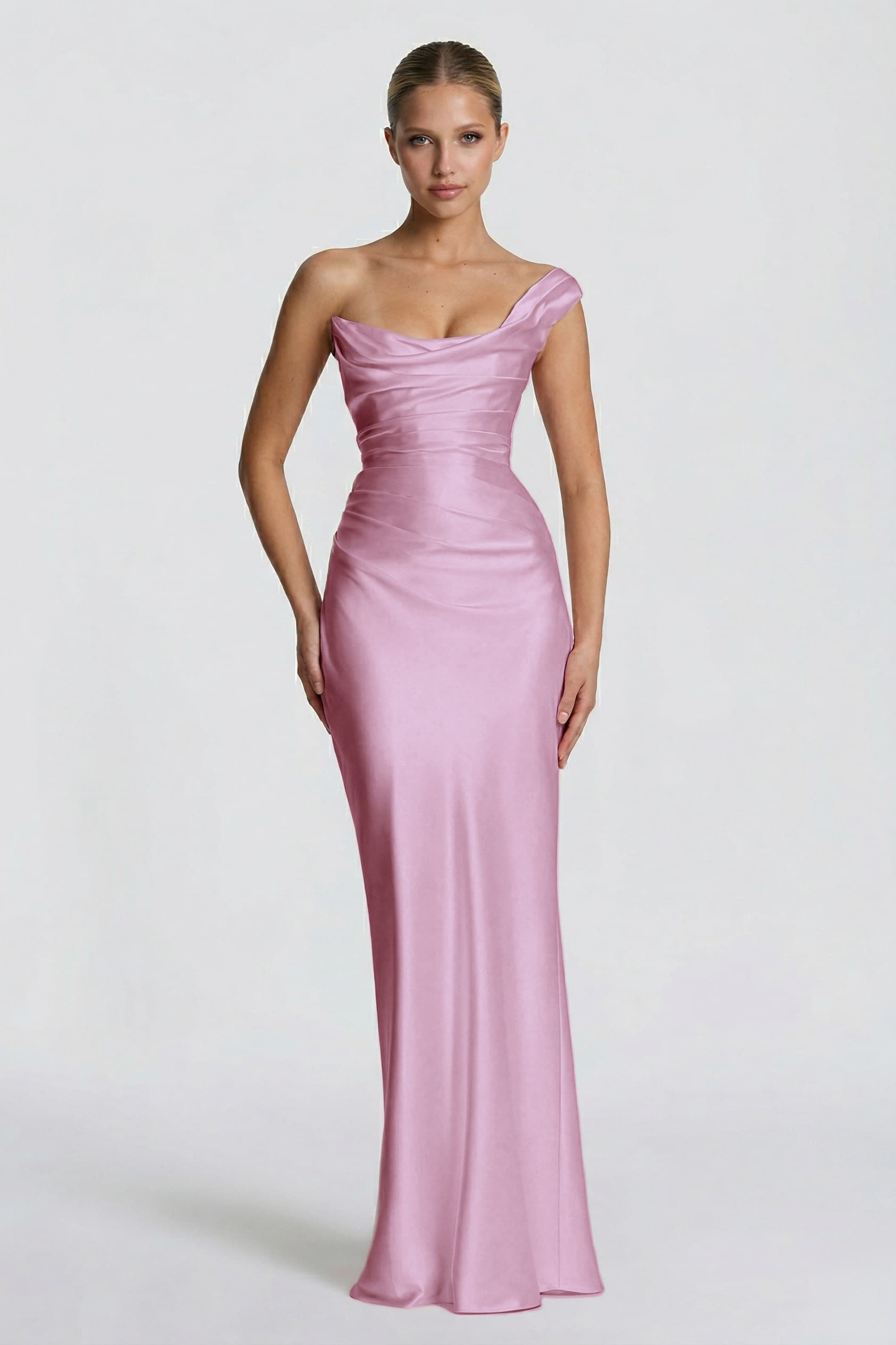 Sheath-Column Floor Length Acetate Satin Wedding Guest Dress CG0302