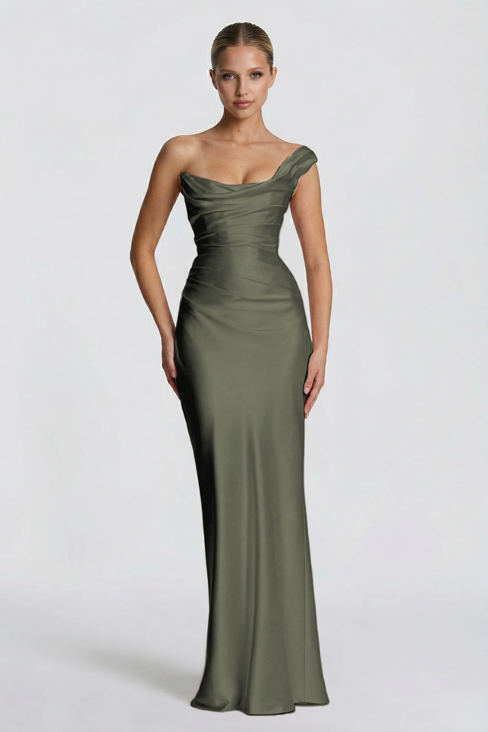 Sheath-Column Floor Length Acetate Satin Wedding Guest Dress CG0302
