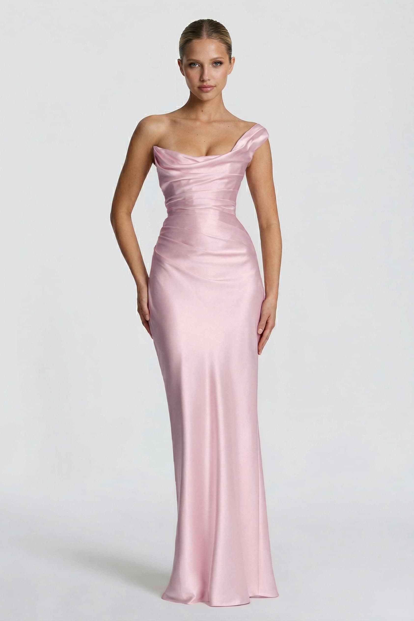 Sheath-Column Floor Length Acetate Satin Wedding Guest Dress CG0302