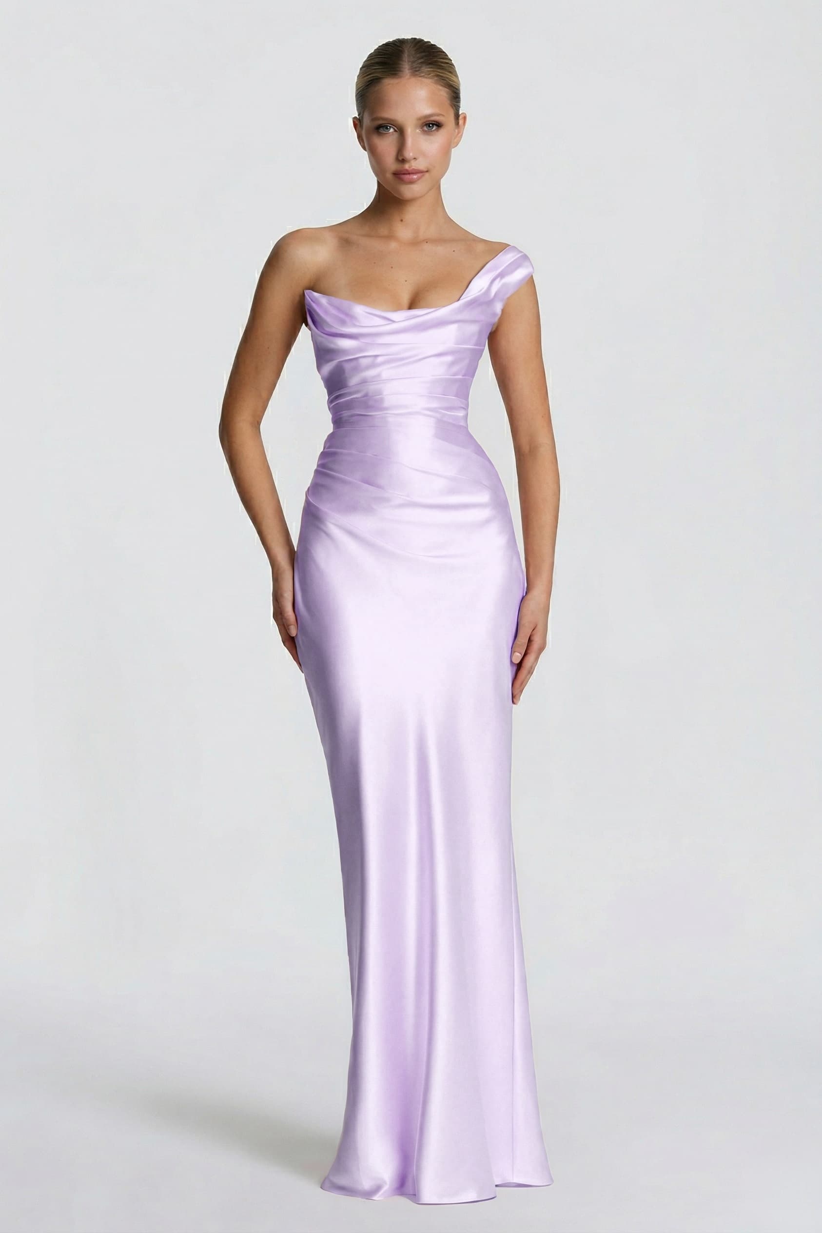 Sheath-Column Floor Length Acetate Satin Wedding Guest Dress CG0302