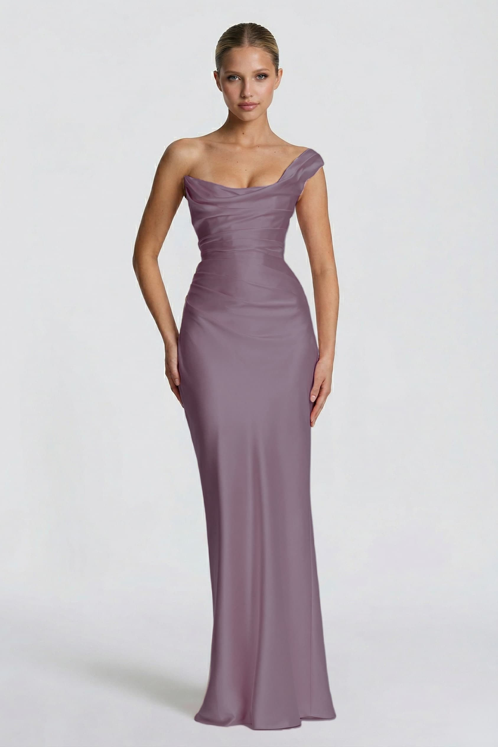Sheath-Column Floor Length Acetate Satin Bridesmaid Dress CG0302BM