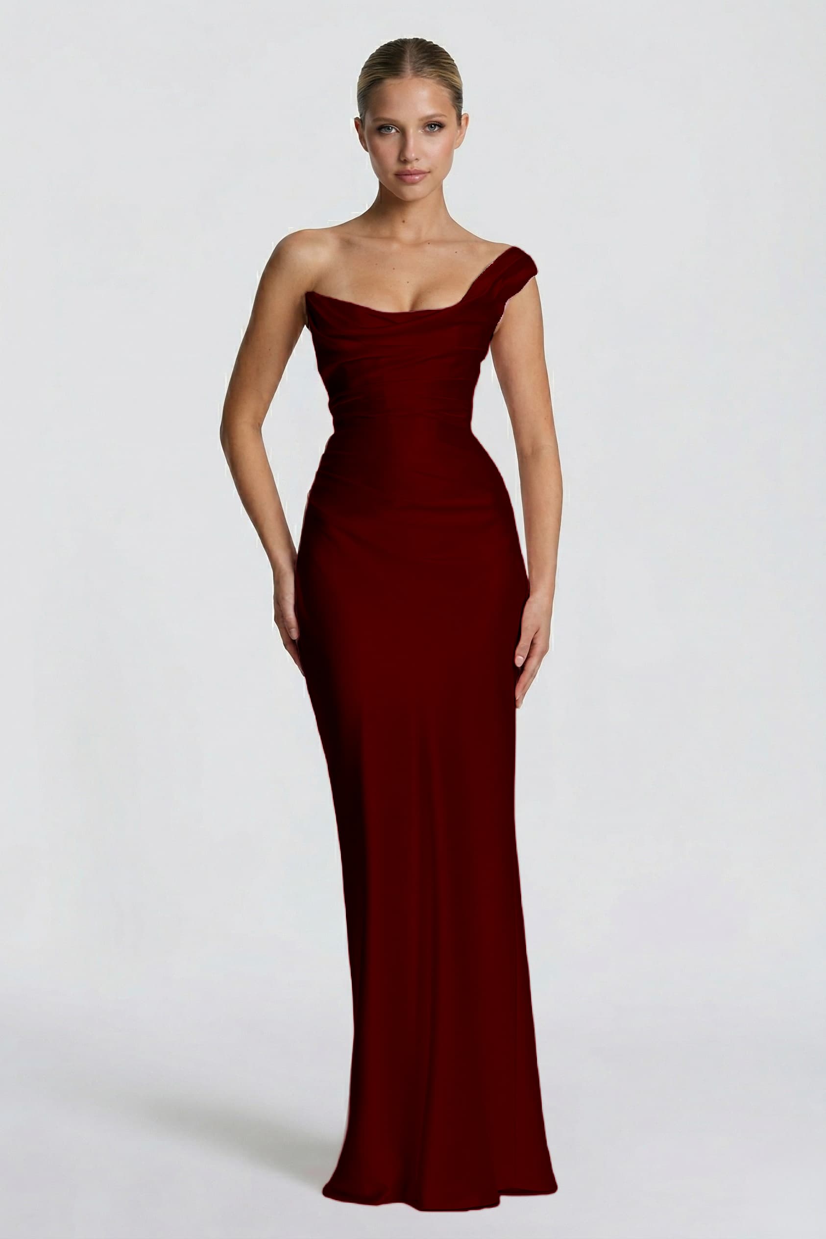 Sheath-Column Floor Length Acetate Satin Wedding Guest Dress CG0302