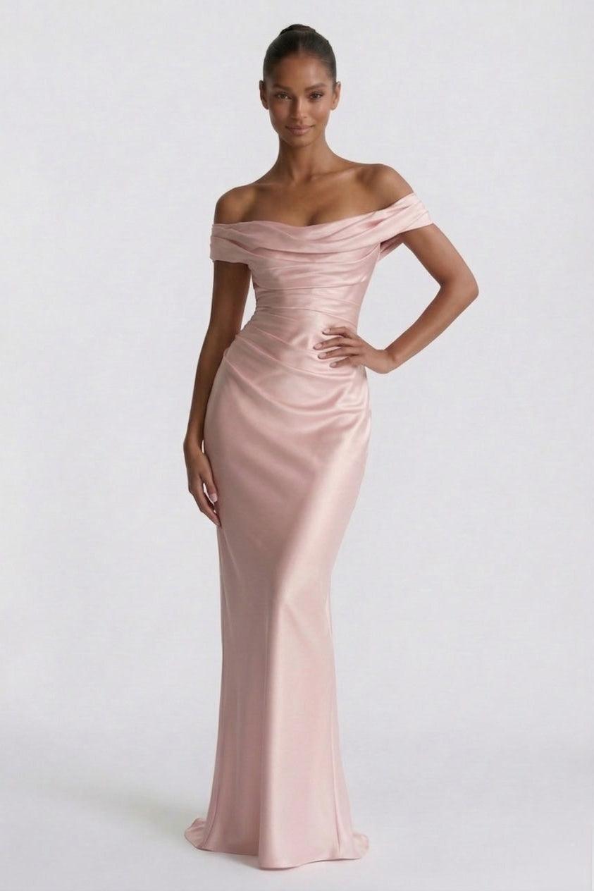 Sheath-Column Floor Length Acetate Satin Wedding Guest Dress CG0303