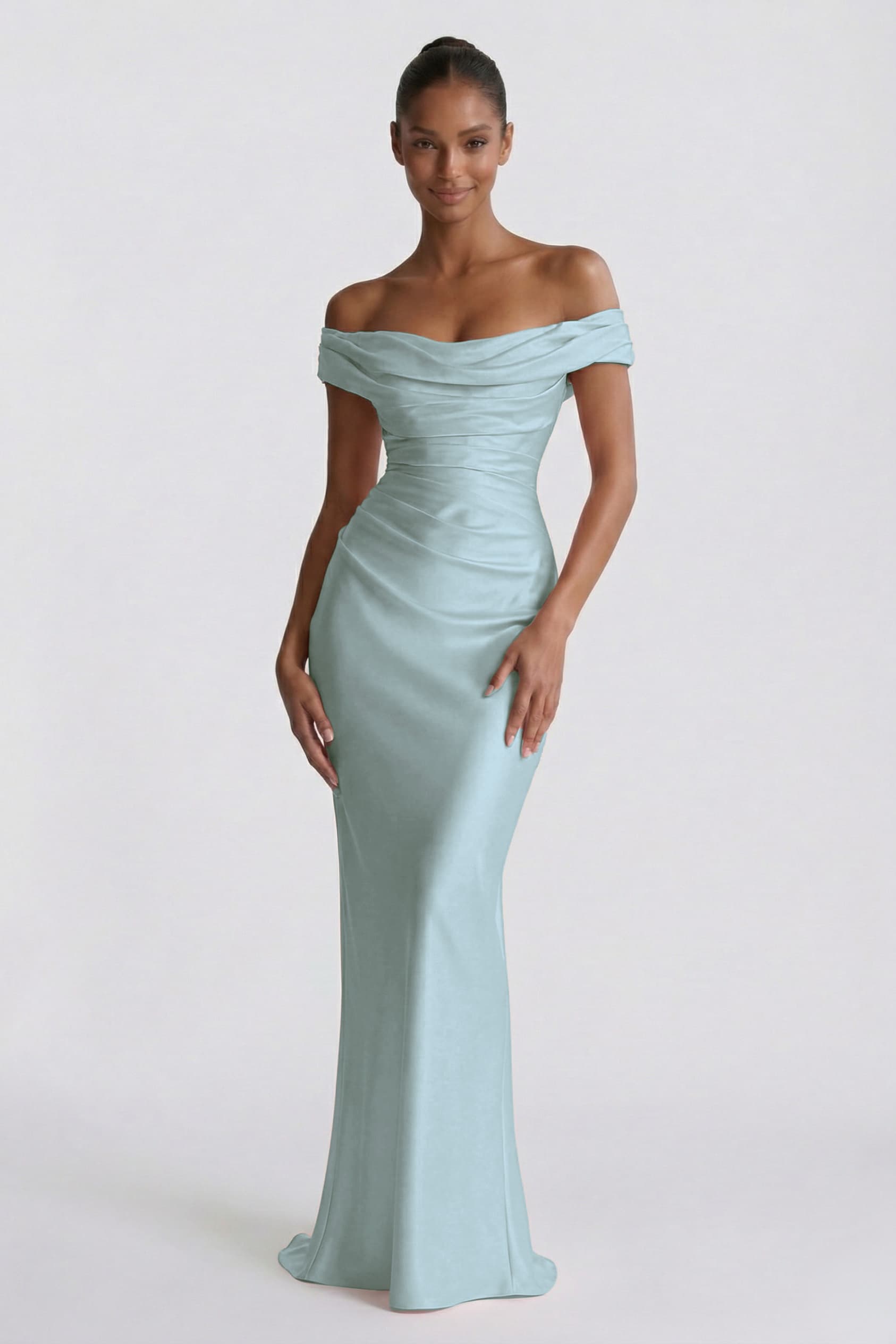 Sheath-Column Floor Length Acetate Satin Wedding Guest Dress CG0303