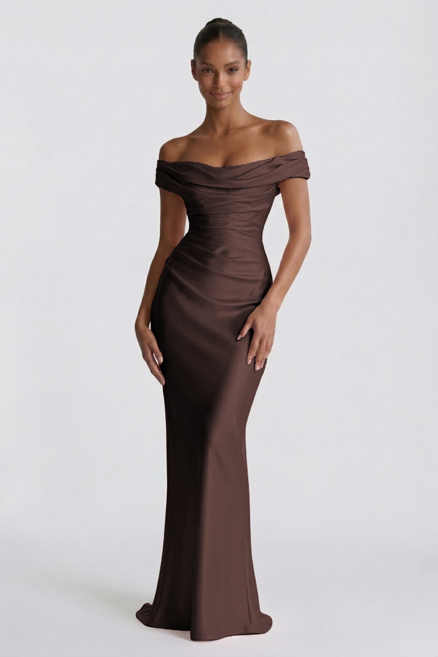 Sheath-Column Floor Length Acetate Satin Wedding Guest Dress CG0303