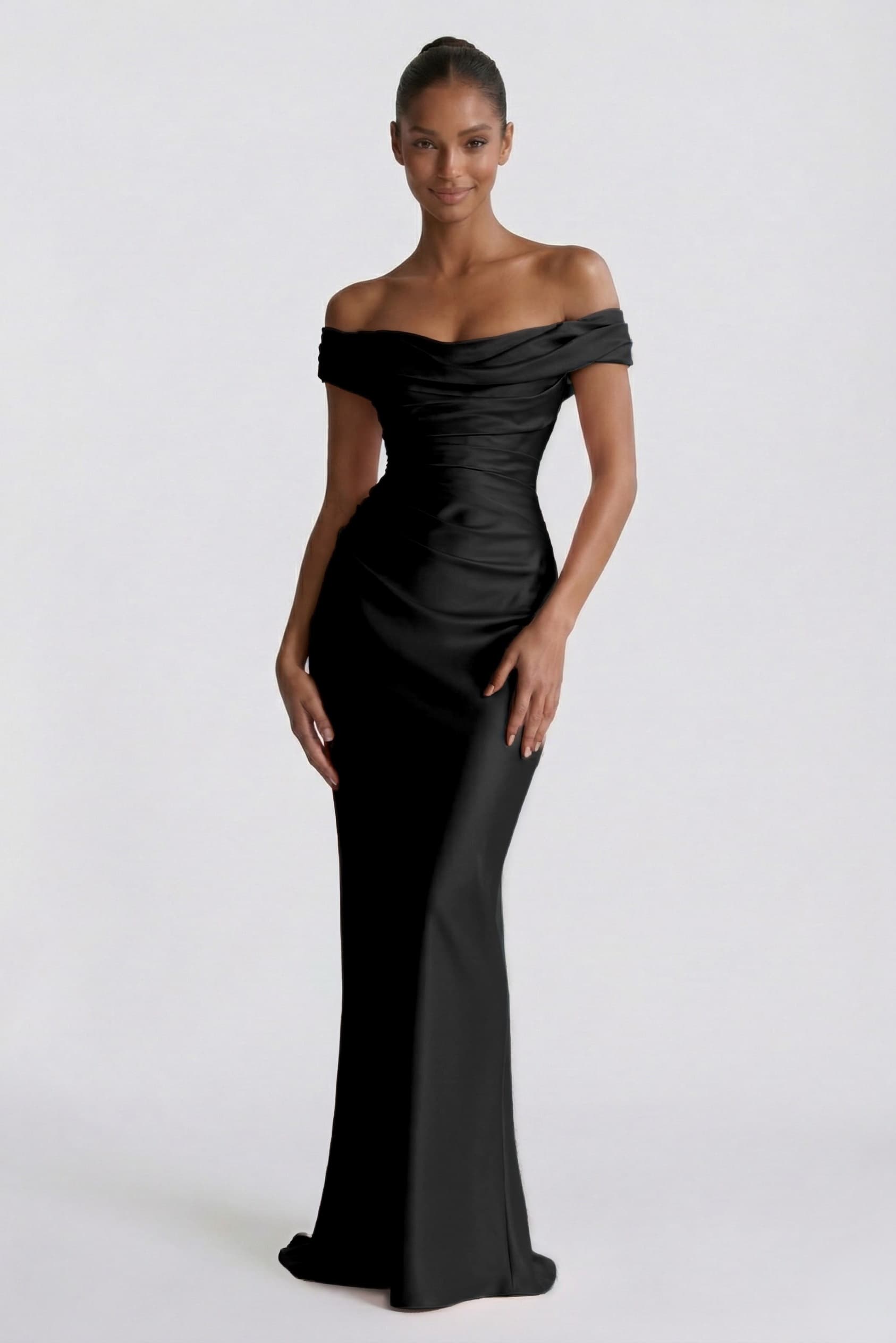 Sheath-Column Floor Length Acetate Satin Wedding Guest Dress CG0303