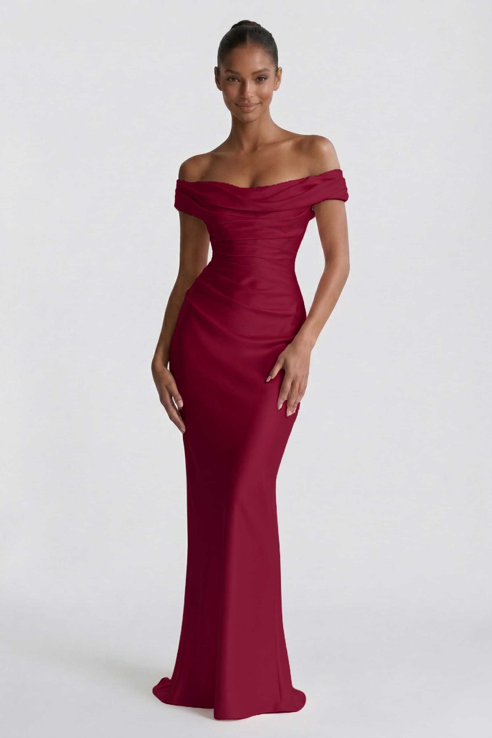 Sheath-Column Floor Length Acetate Satin Wedding Guest Dress CG0303