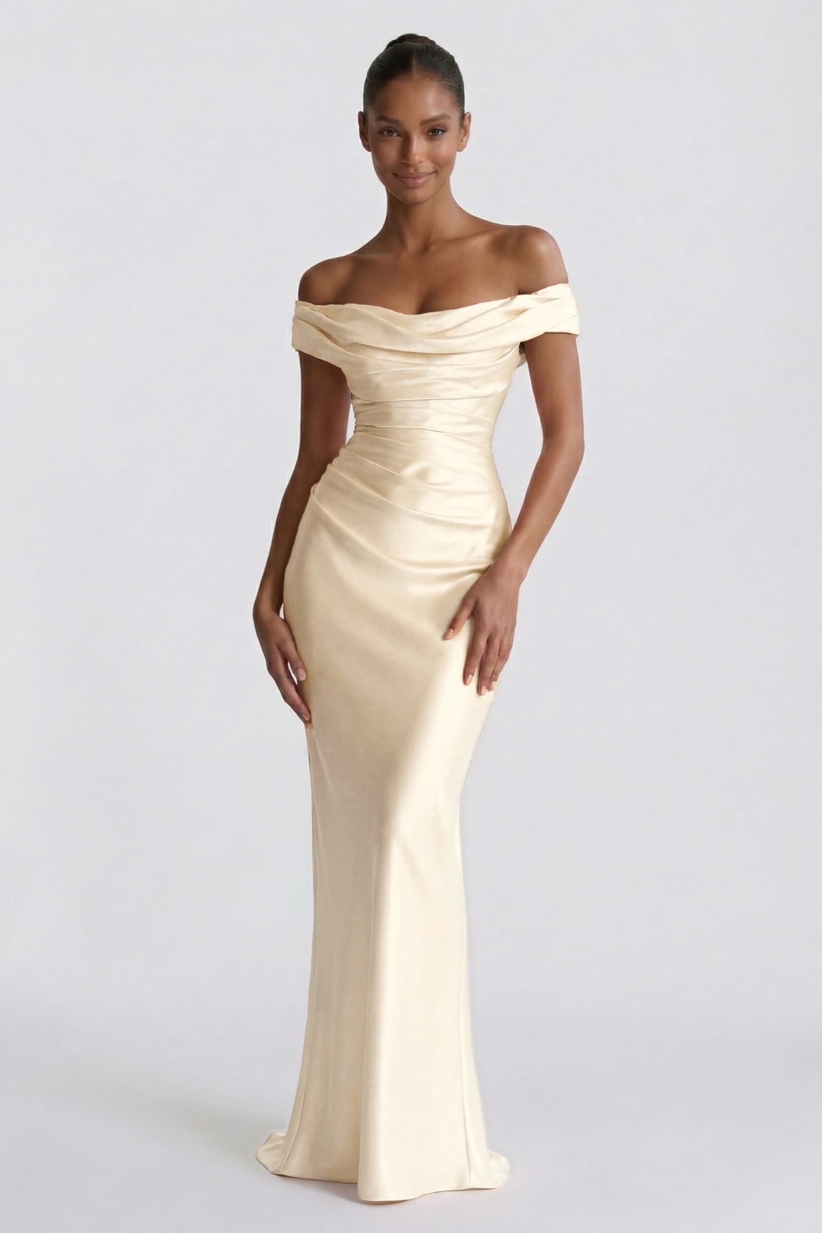 Sheath-Column Floor Length Acetate Satin Wedding Guest Dress CG0303