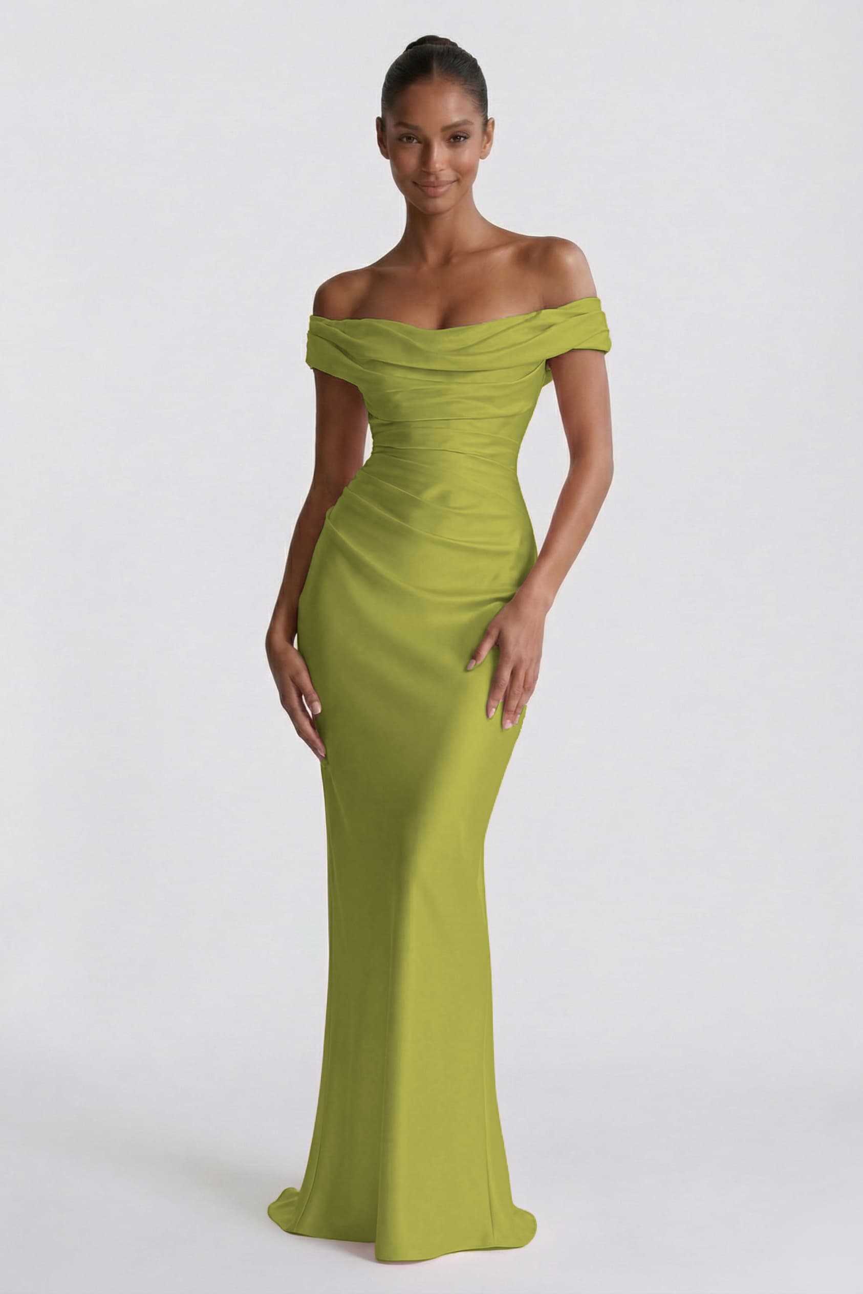 Sheath-Column Floor Length Acetate Satin Wedding Guest Dress CG0303