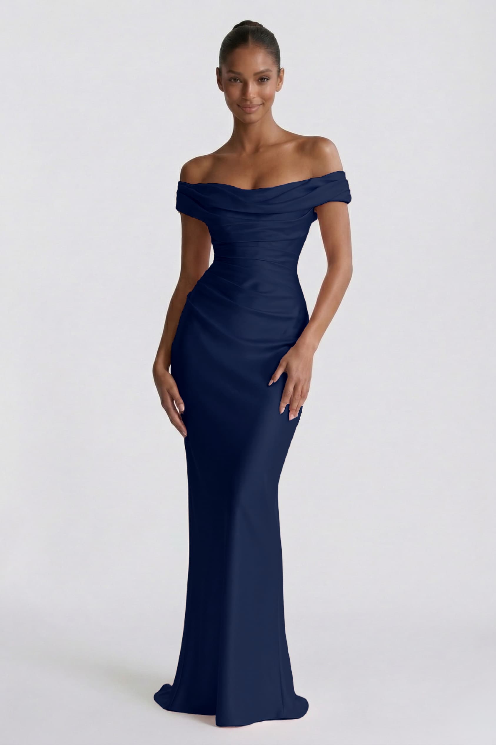 Sheath-Column Floor Length Acetate Satin Wedding Guest Dress CG0303