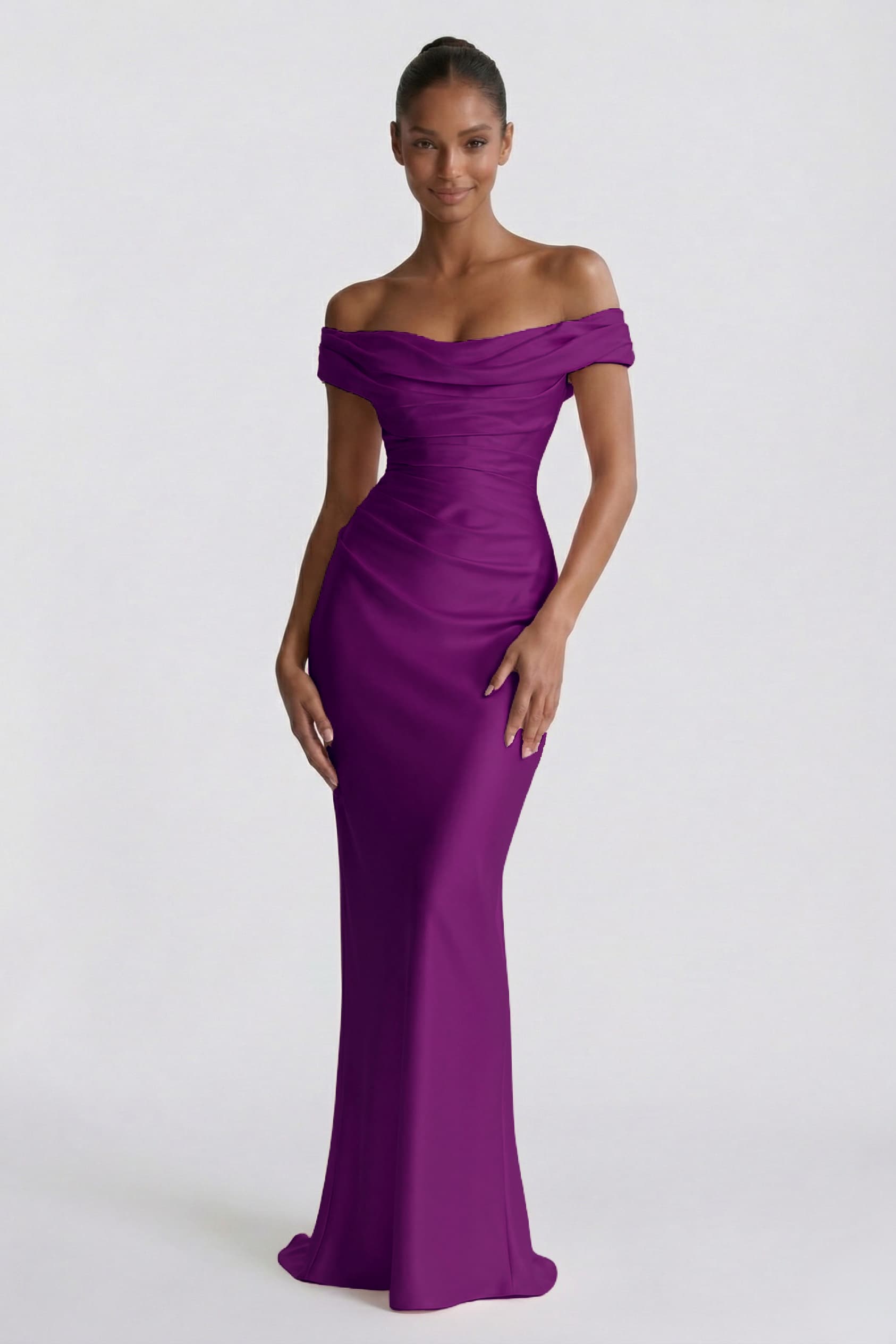 Sheath-Column Floor Length Acetate Satin Wedding Guest Dress CG0303
