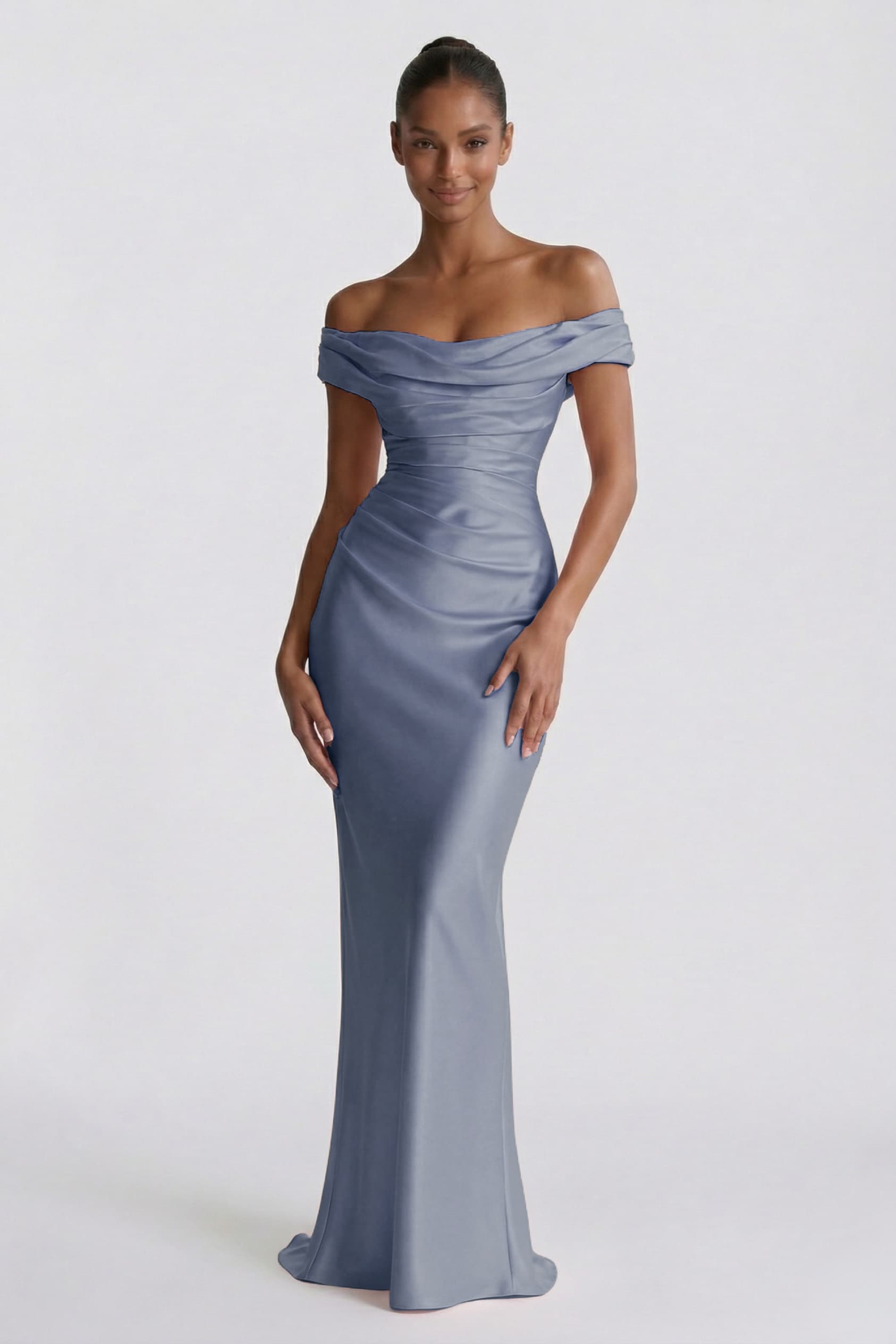 Sheath-Column Floor Length Acetate Satin Wedding Guest Dress CG0303