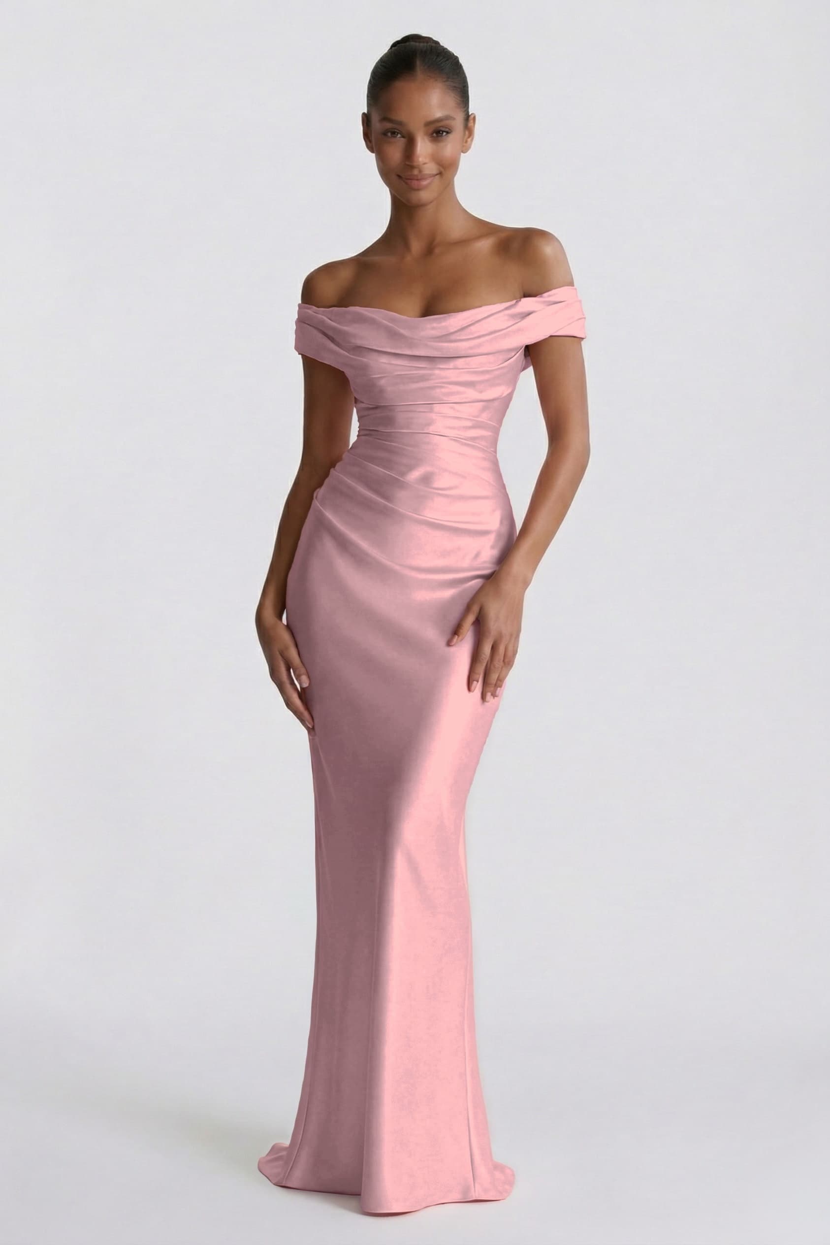 Sheath-Column Floor Length Acetate Satin Wedding Guest Dress CG0303