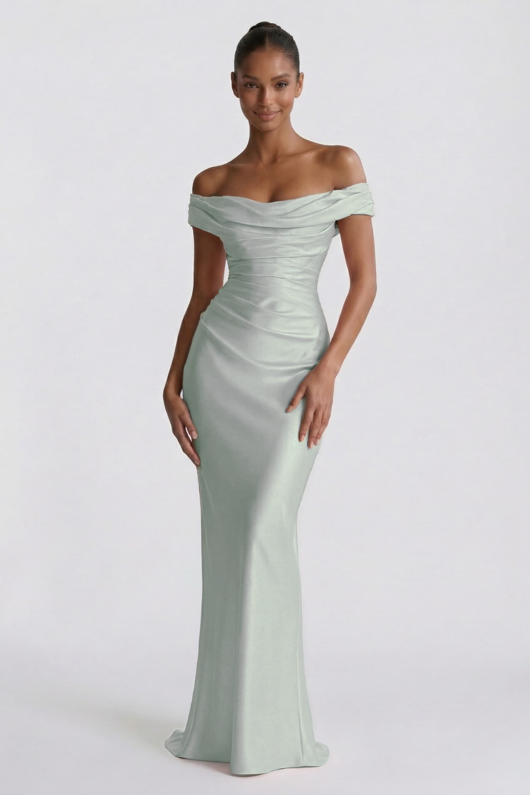 Sheath-Column Floor Length Acetate Satin Wedding Guest Dress CG0303